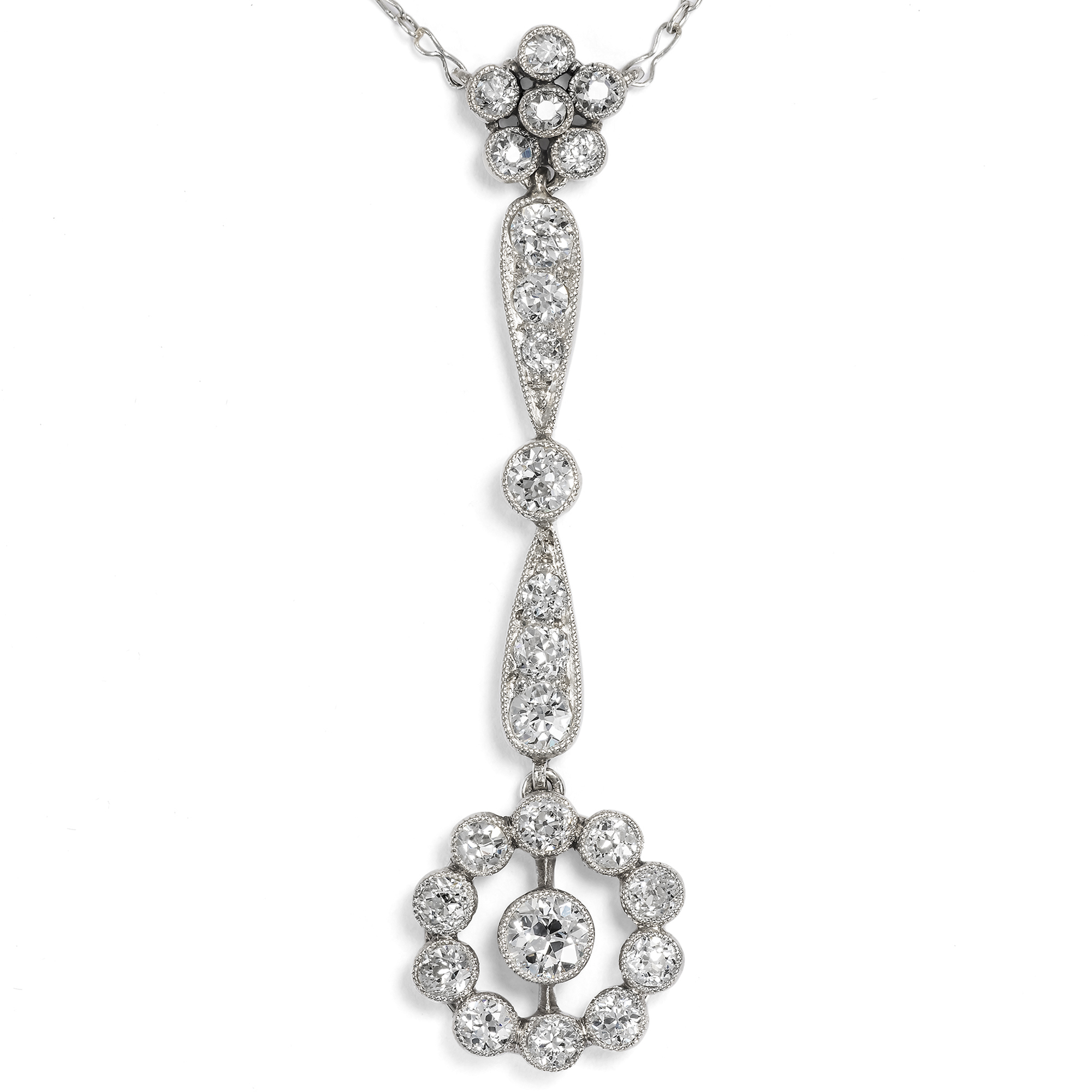 Elegantes zartes Collier mit Diamanten in Platin & Weißgold, um 1920 Elegantes zartes Collier mit Diamanten in Platin & Weißgold, um 1920