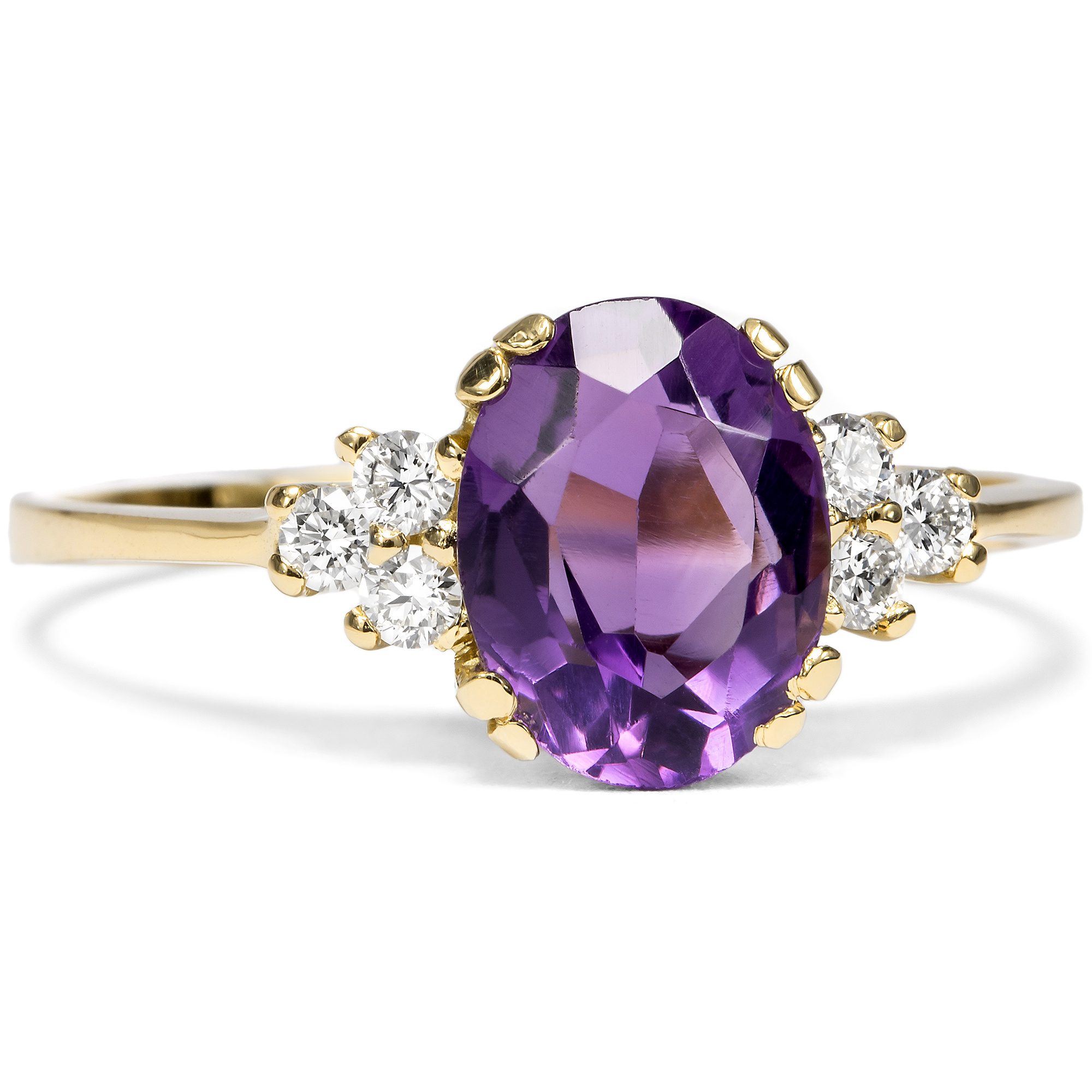 Ungetragener Ring mit Amethyst & Brillanten in Gold aus unserer Werkstatt Ungetragener Ring mit Amethyst & Brillanten in Gold aus unserer Werkstatt