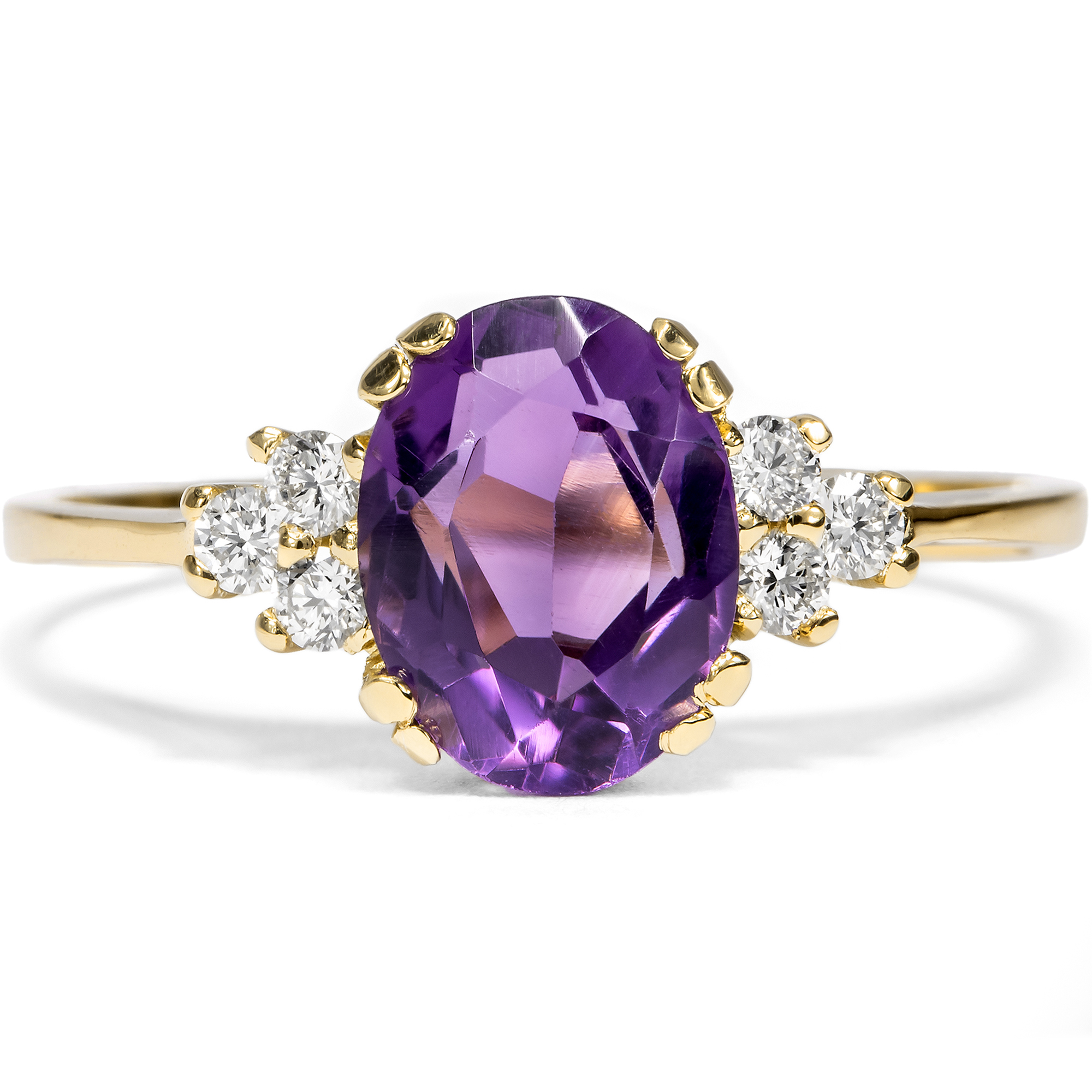 Ungetragener Ring mit Amethyst & Brillanten in Gold aus unserer Werkstatt Ungetragener Ring mit Amethyst & Brillanten in Gold aus unserer Werkstatt