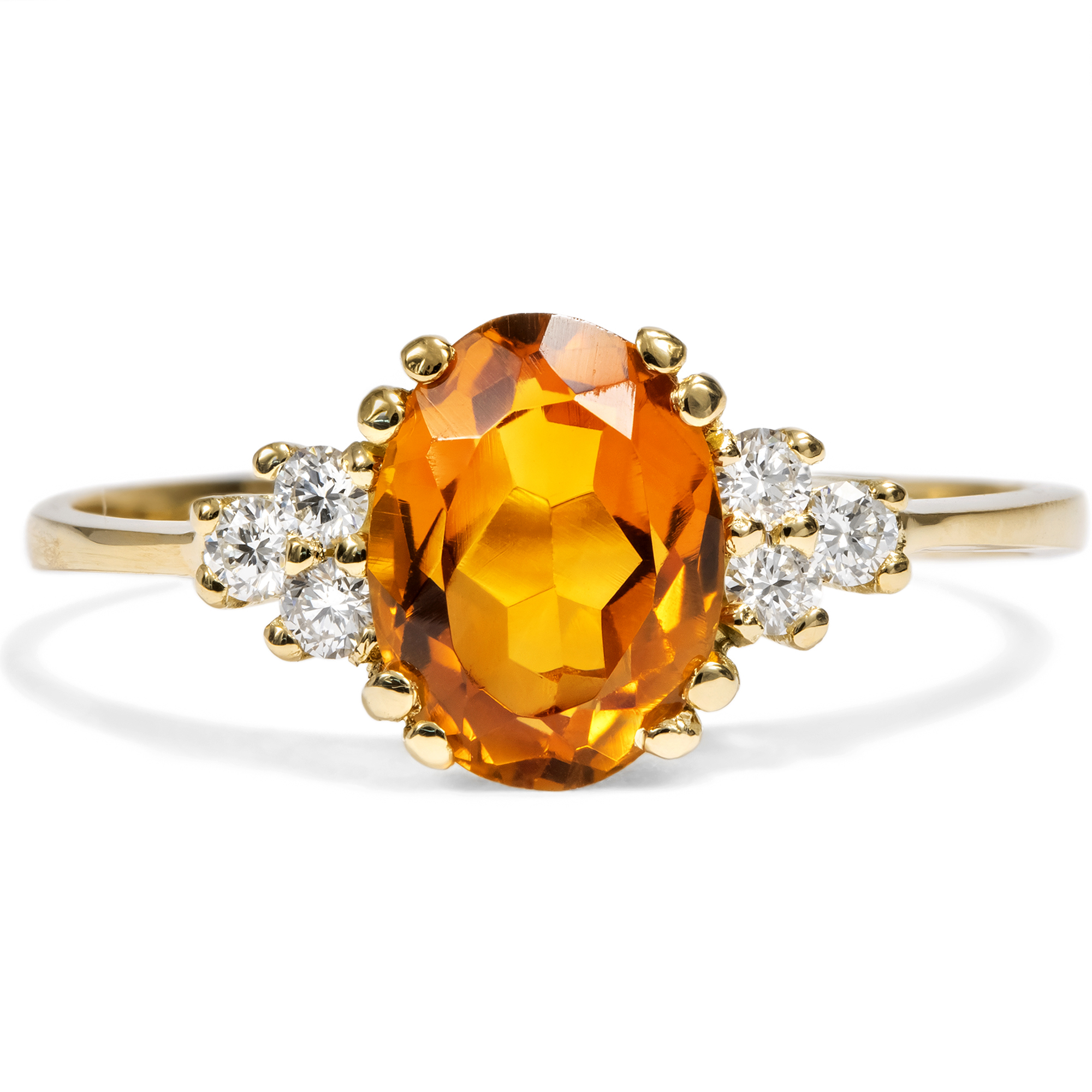 Ungetragener Ring mit Madeira-Citrin & Brillanten in Gold aus unserer Werkstatt Ungetragener Ring mit Madeira-Citrin & Brillanten in Gold aus unserer Werkstatt