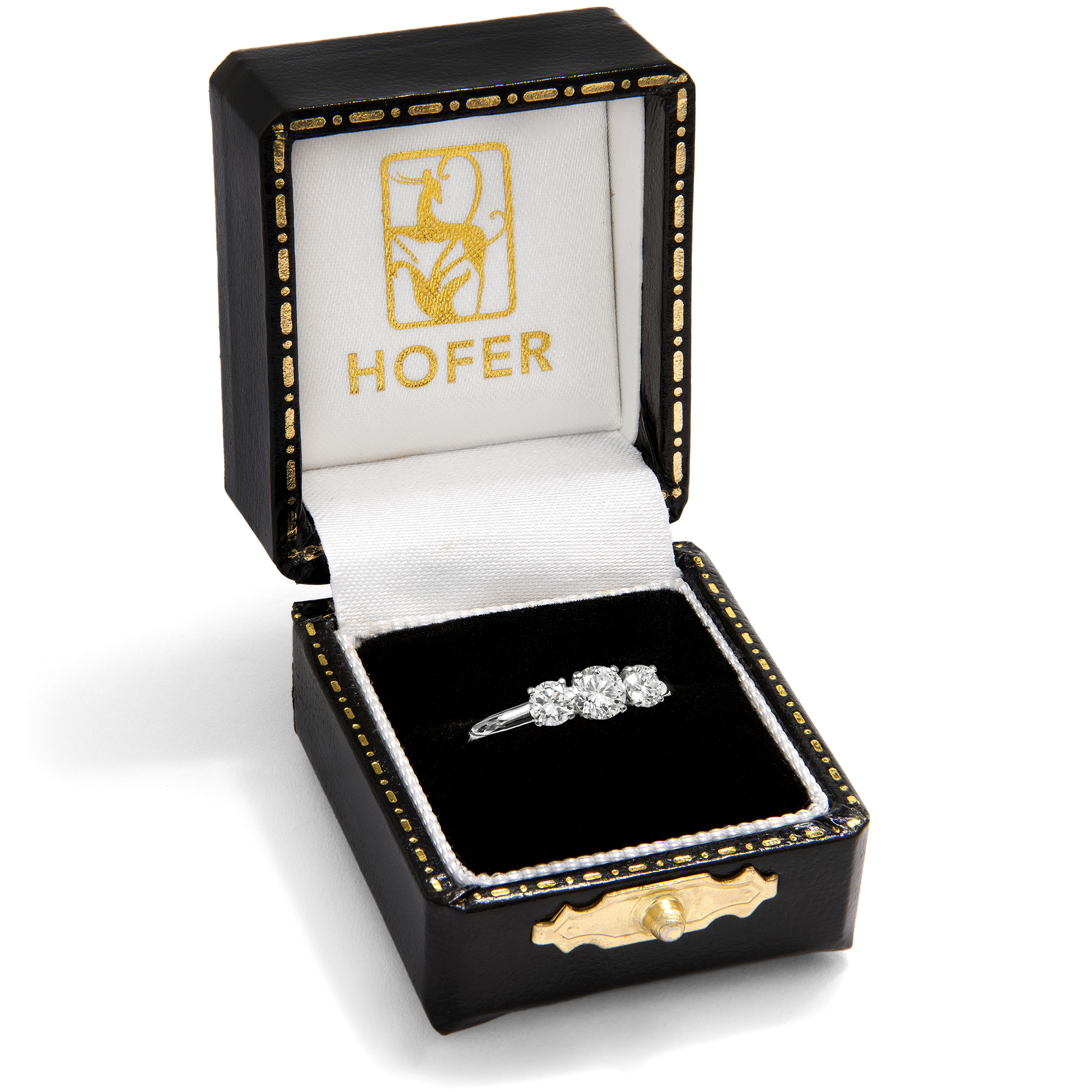 Unworn "Trilogy" Ring with Three Vintage Diamonds in Platinum from Our Workshop Unworn "Trilogy" Ring with Three Vintage Diamonds in Platinum from Our Workshop