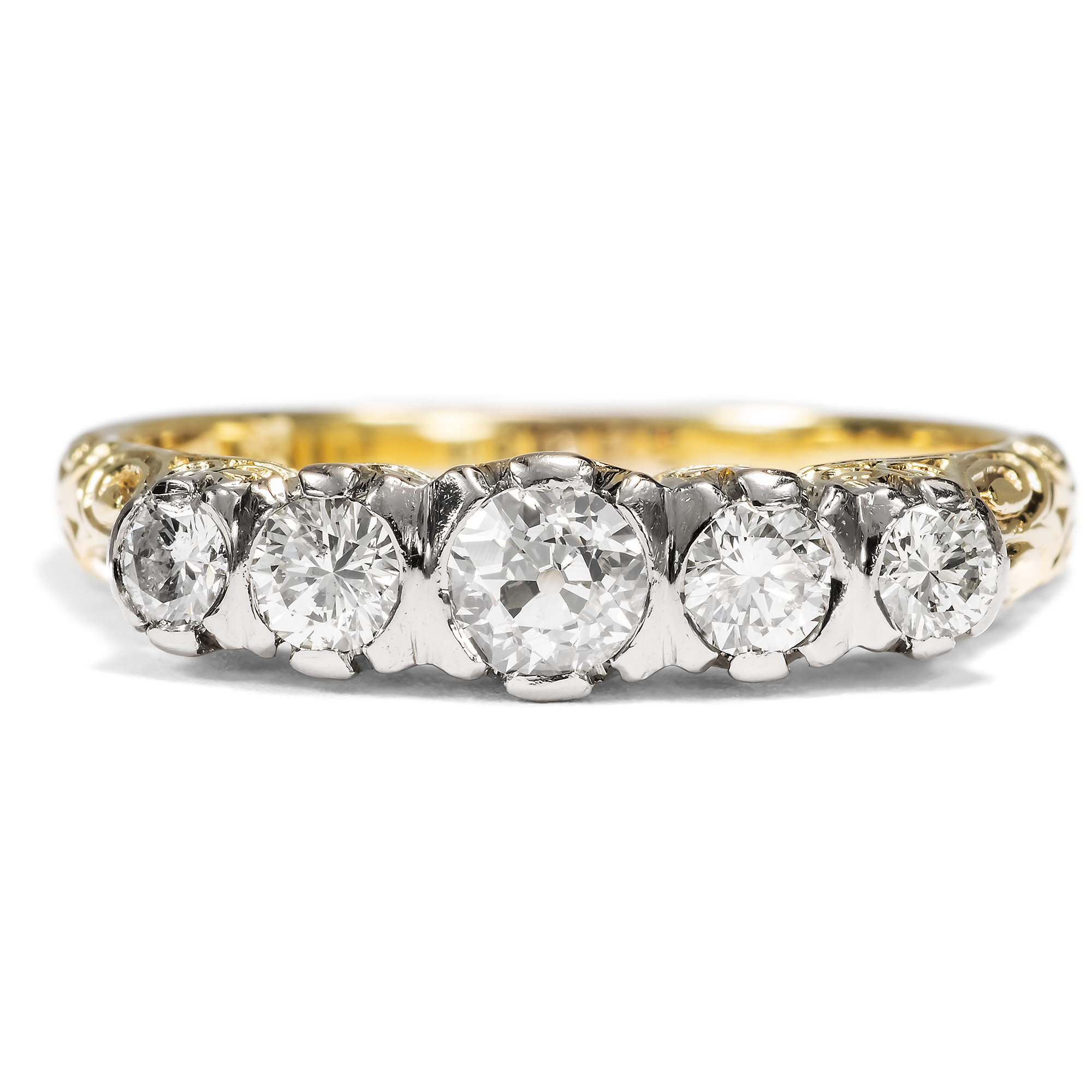 Antiker Diamantring in Gold & Weißgold, Deutschland um 1935 Antiker Diamantring in Gold & Weißgold, Deutschland um 1935