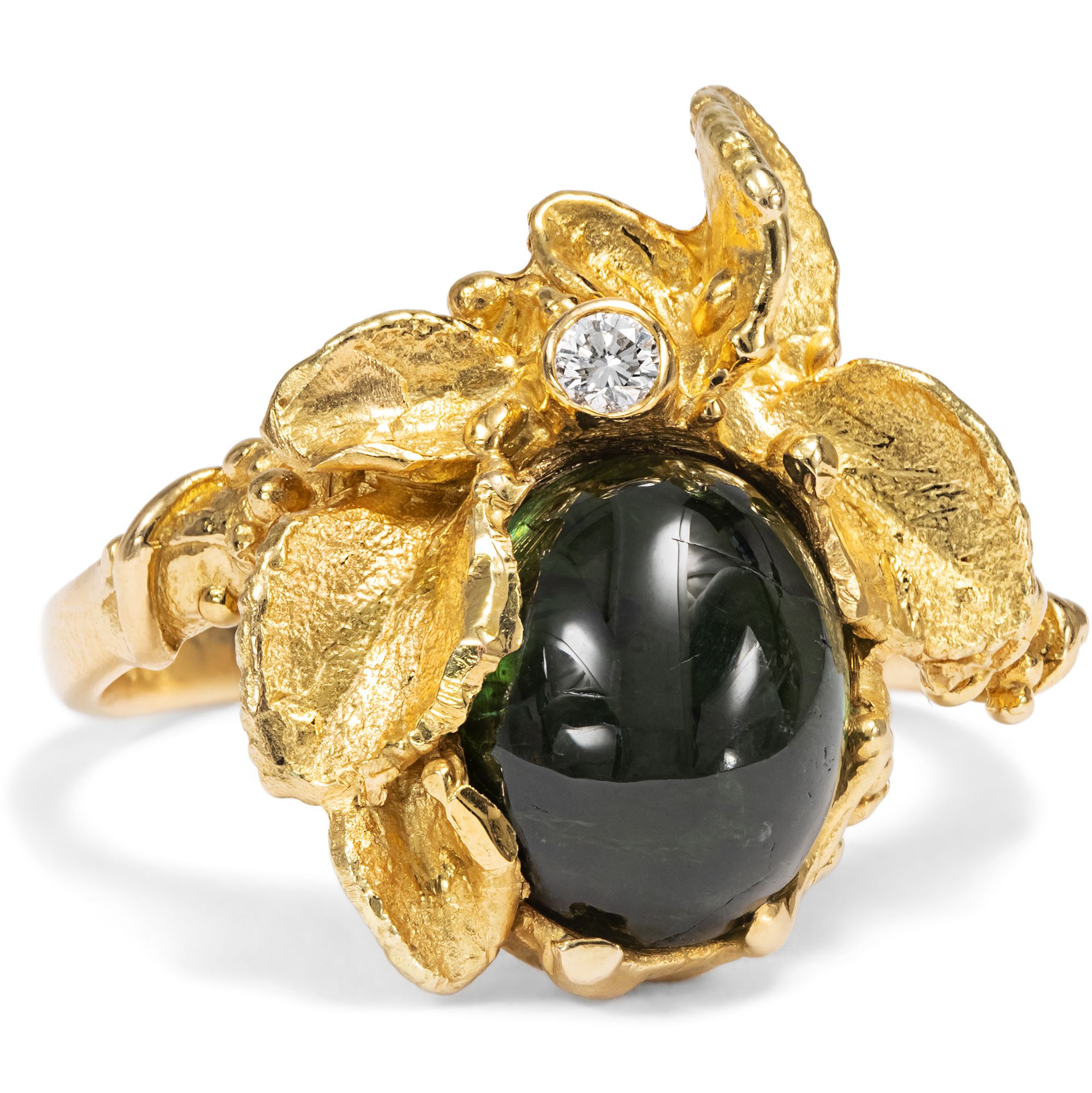 Phantasievoller vintage Ring mit Turmalin & Brillant in Gold, 1980er Jahre Phantasievoller vintage Ring mit Turmalin & Brillant in Gold, 1980er Jahre
