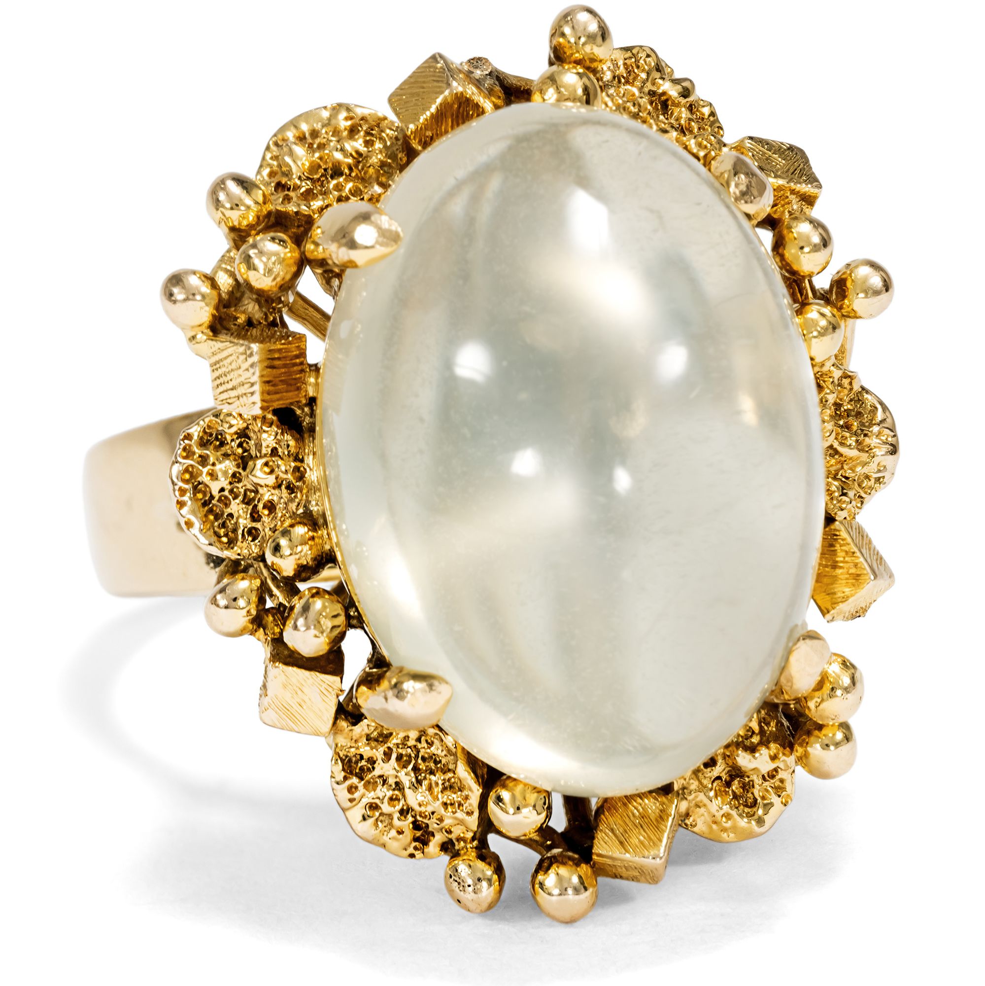 Spektakulärer vintage Ring mit Mondstein in Gold, USA um 1970 Spektakulärer vintage Ring mit Mondstein in Gold, USA um 1970
