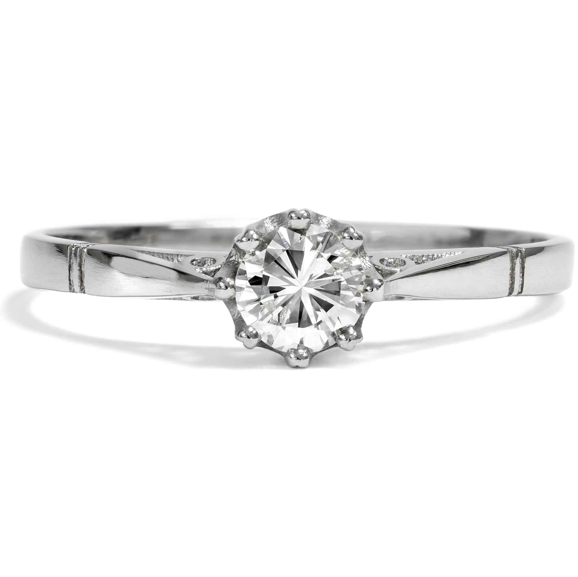 Ungetragener Verlobungsring mit 0,31 ct vintage Brillant in Platin aus unserer Werkstatt Ungetragener Verlobungsring mit 0,31 ct vintage Brillant in Platin aus unserer Werkstatt