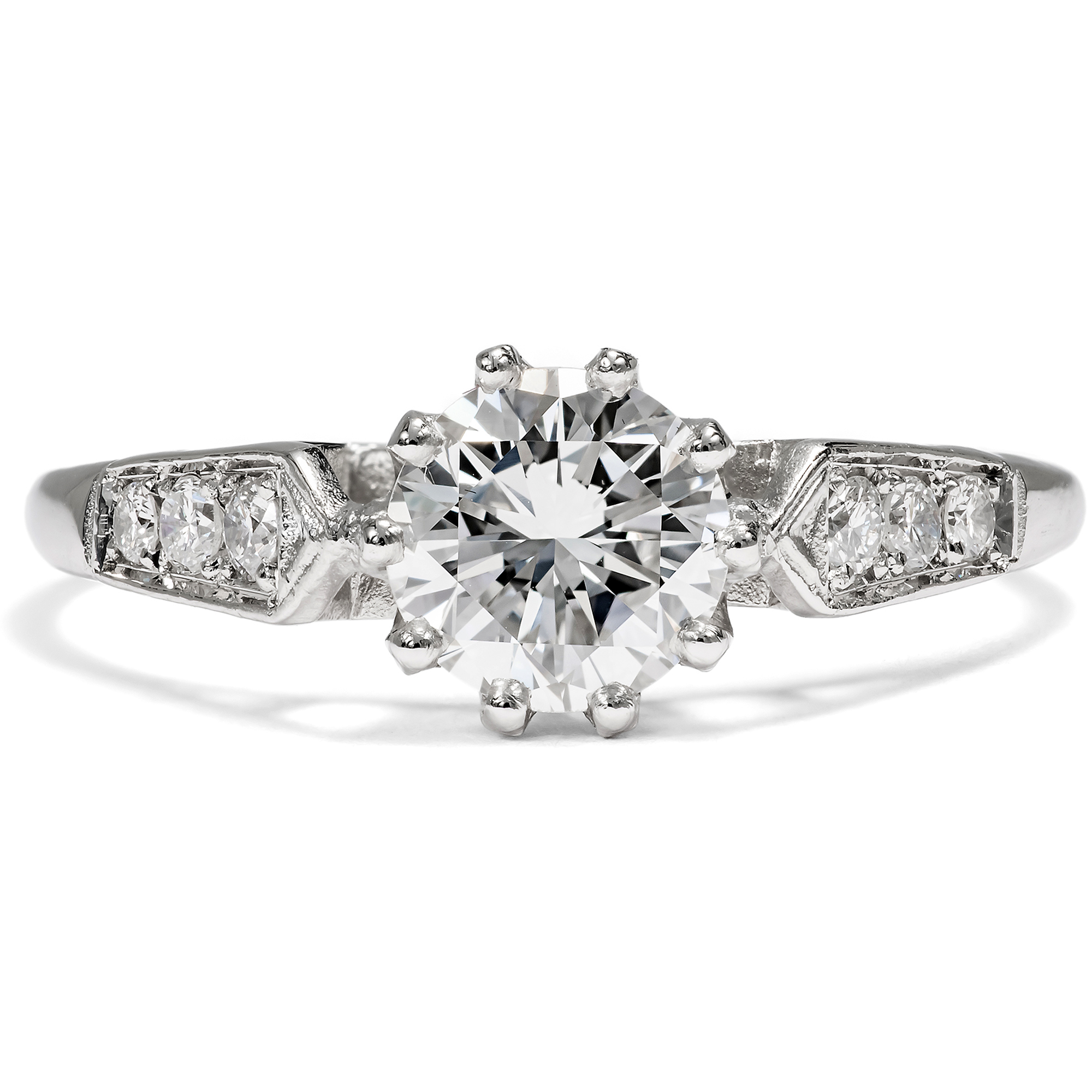 Unworn Platinum Ring with 0.96 ct Vintage Brilliant (E/vvs2) from our Workshop Unworn Platinum Ring with 0.96 ct Vintage Brilliant (E/vvs2) from our Workshop