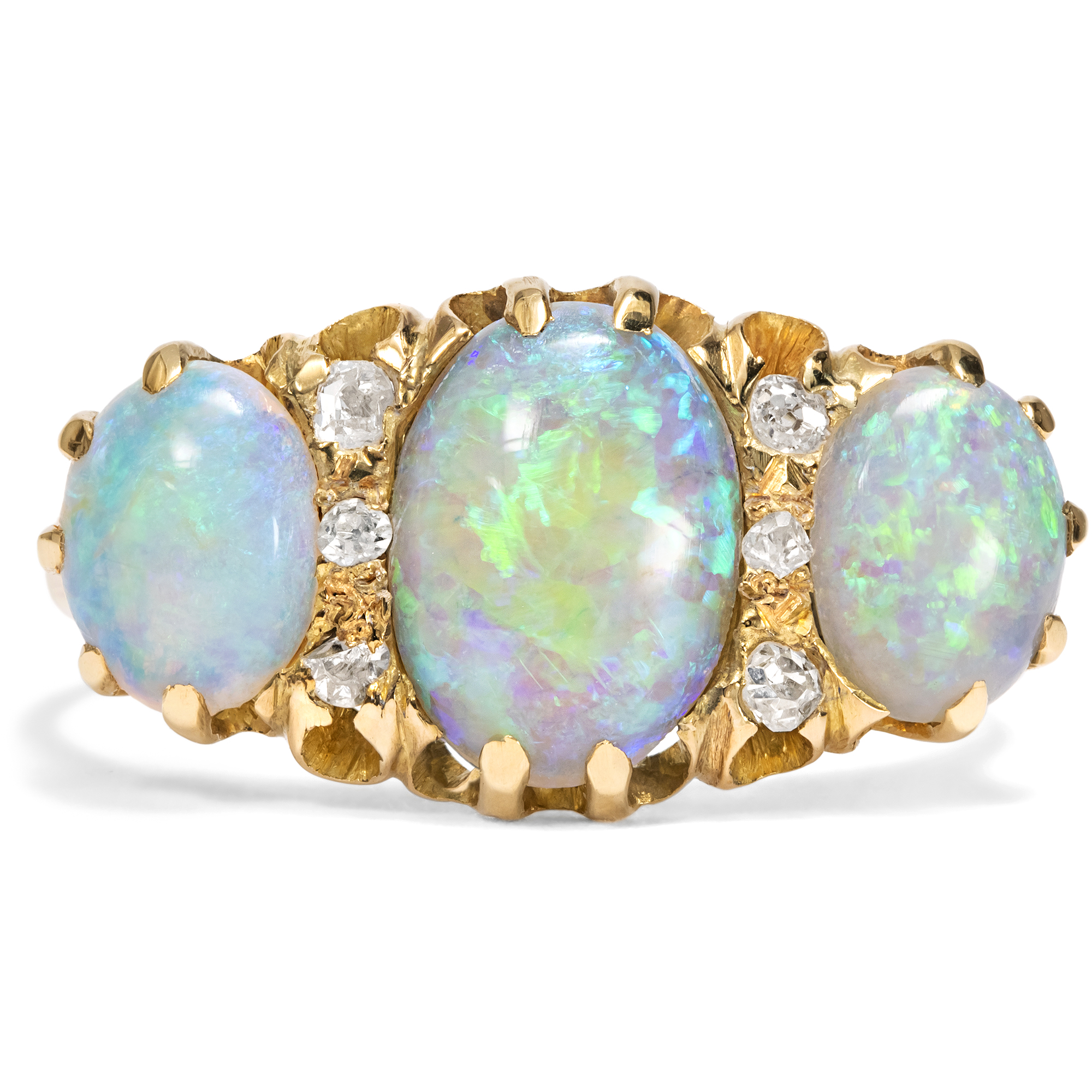 Zauberhafter antiker Opal- & Diamantring aus Gold, England um 1900 Zauberhafter antiker Opal- & Diamantring aus Gold, England um 1900