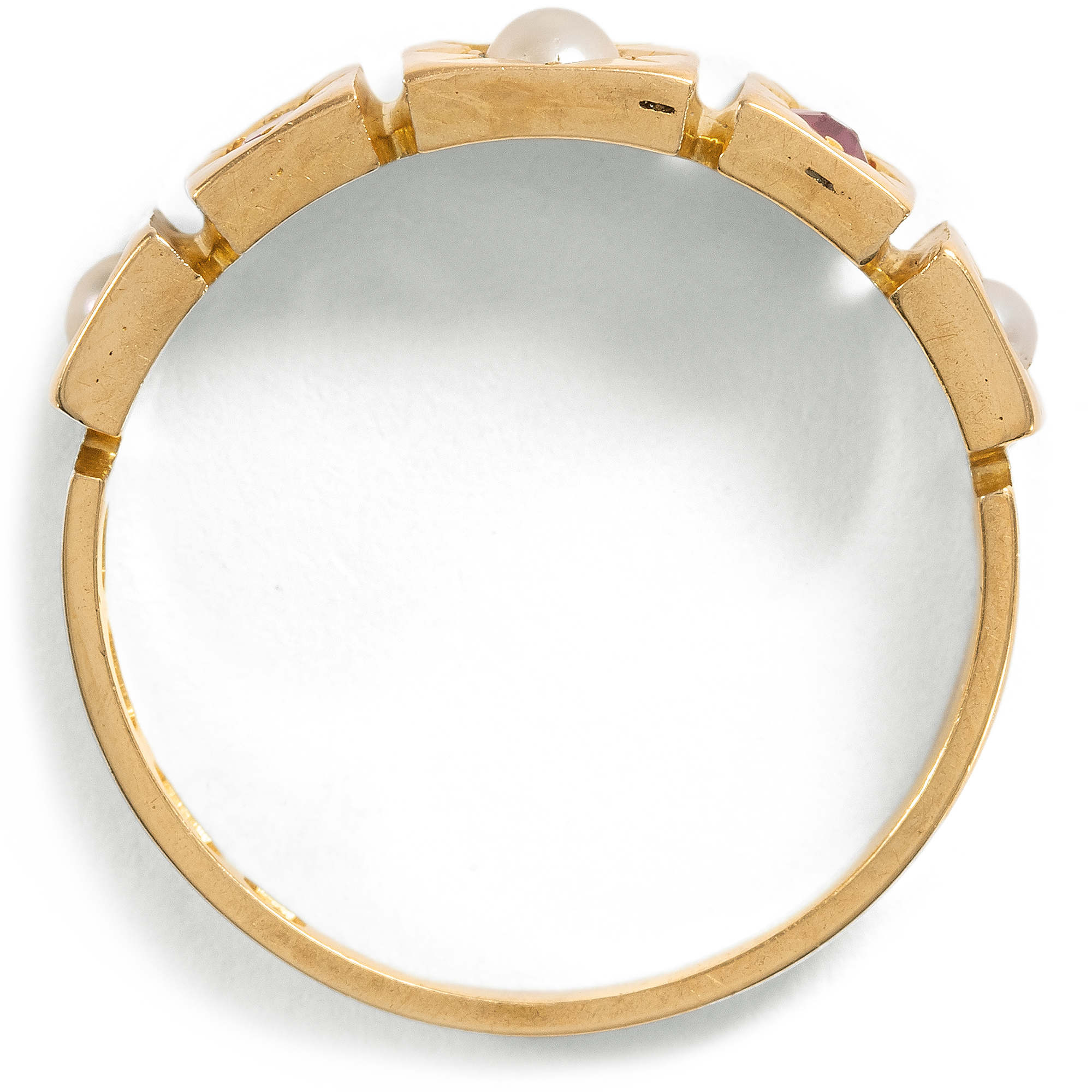 Viktorianischer Ring mit Rubinen & Diamanten in Gold, Birmingham 1877 Viktorianischer Ring mit Rubinen & Diamanten in Gold, Birmingham 1877