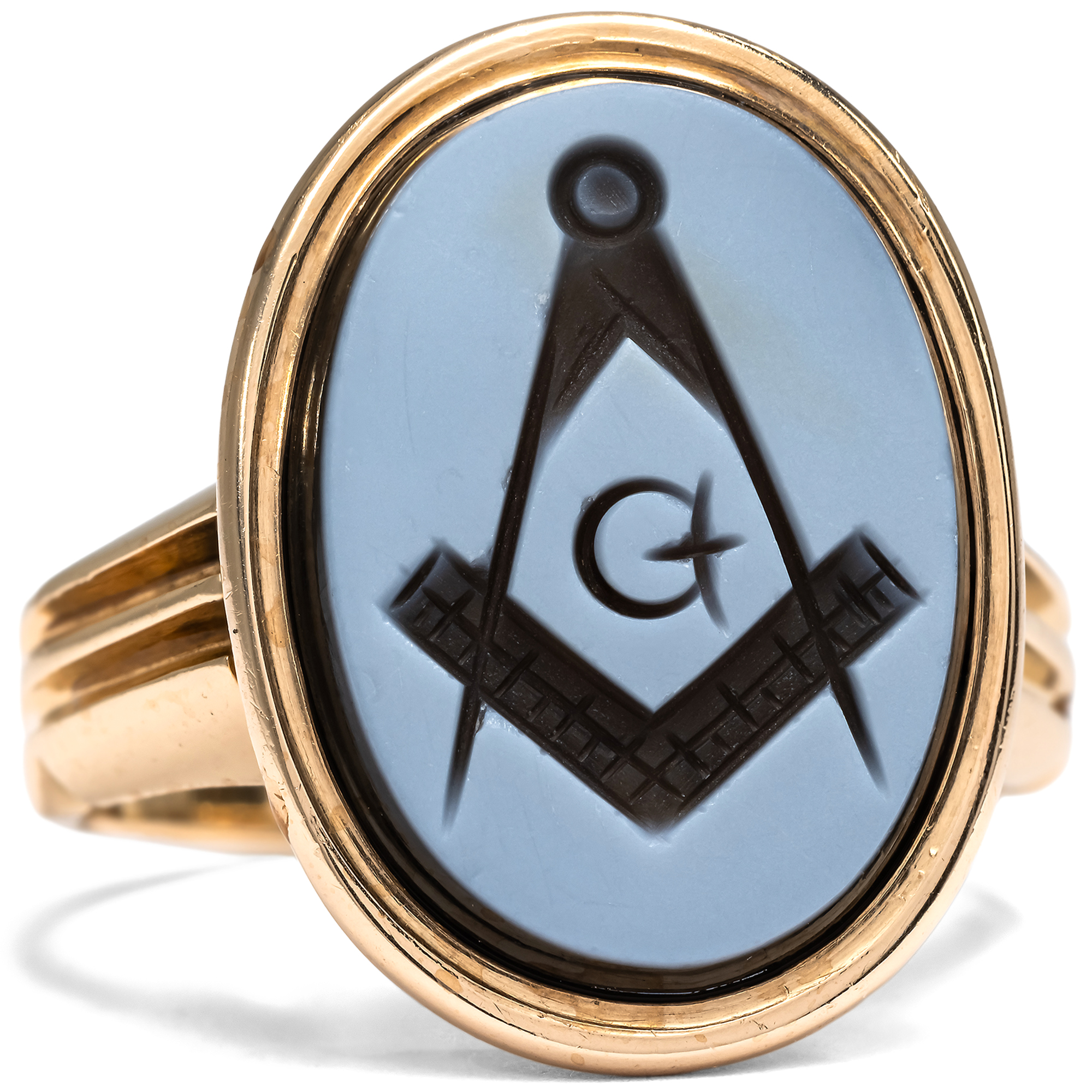 Edler Freimaurer-Ring mit Lagenstein in Gold, um 1940 Edler Freimaurer-Ring mit Lagenstein in Gold, um 1940