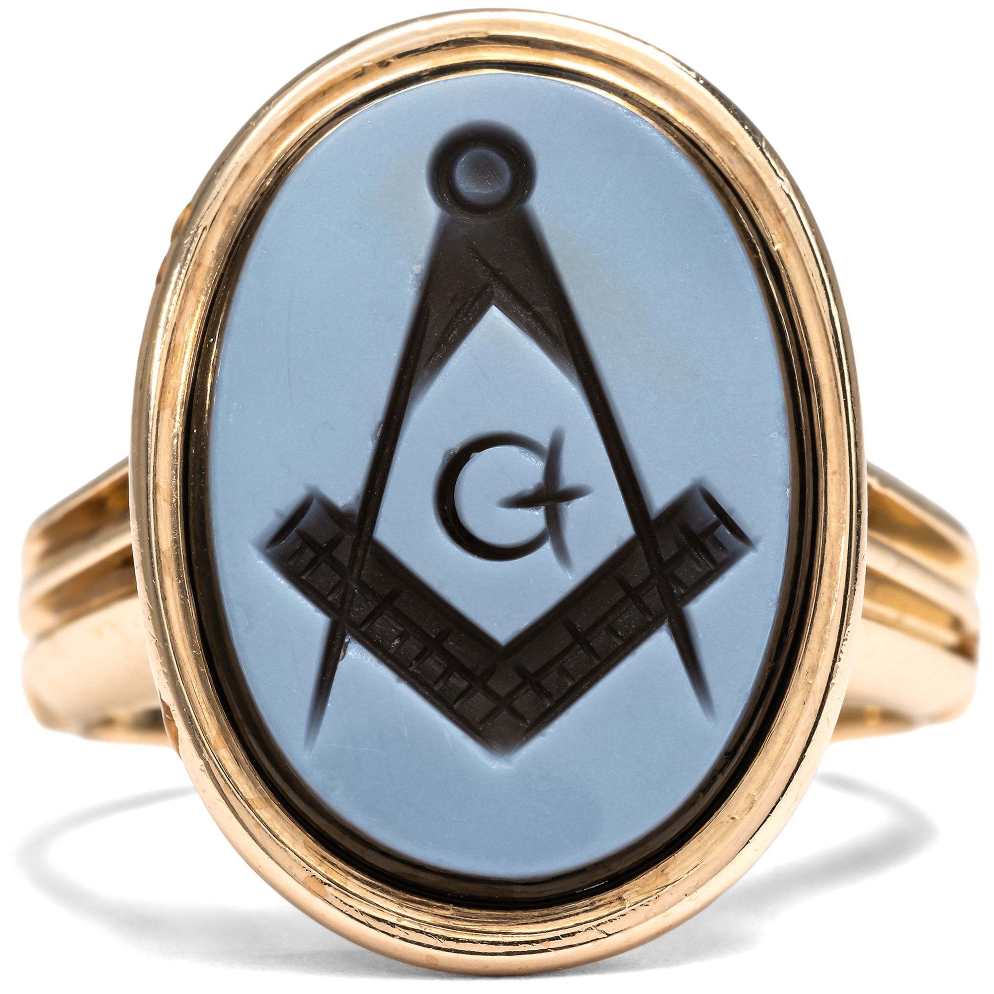 Edler Freimaurer-Ring mit Lagenstein in Gold, um 1940 Edler Freimaurer-Ring mit Lagenstein in Gold, um 1940