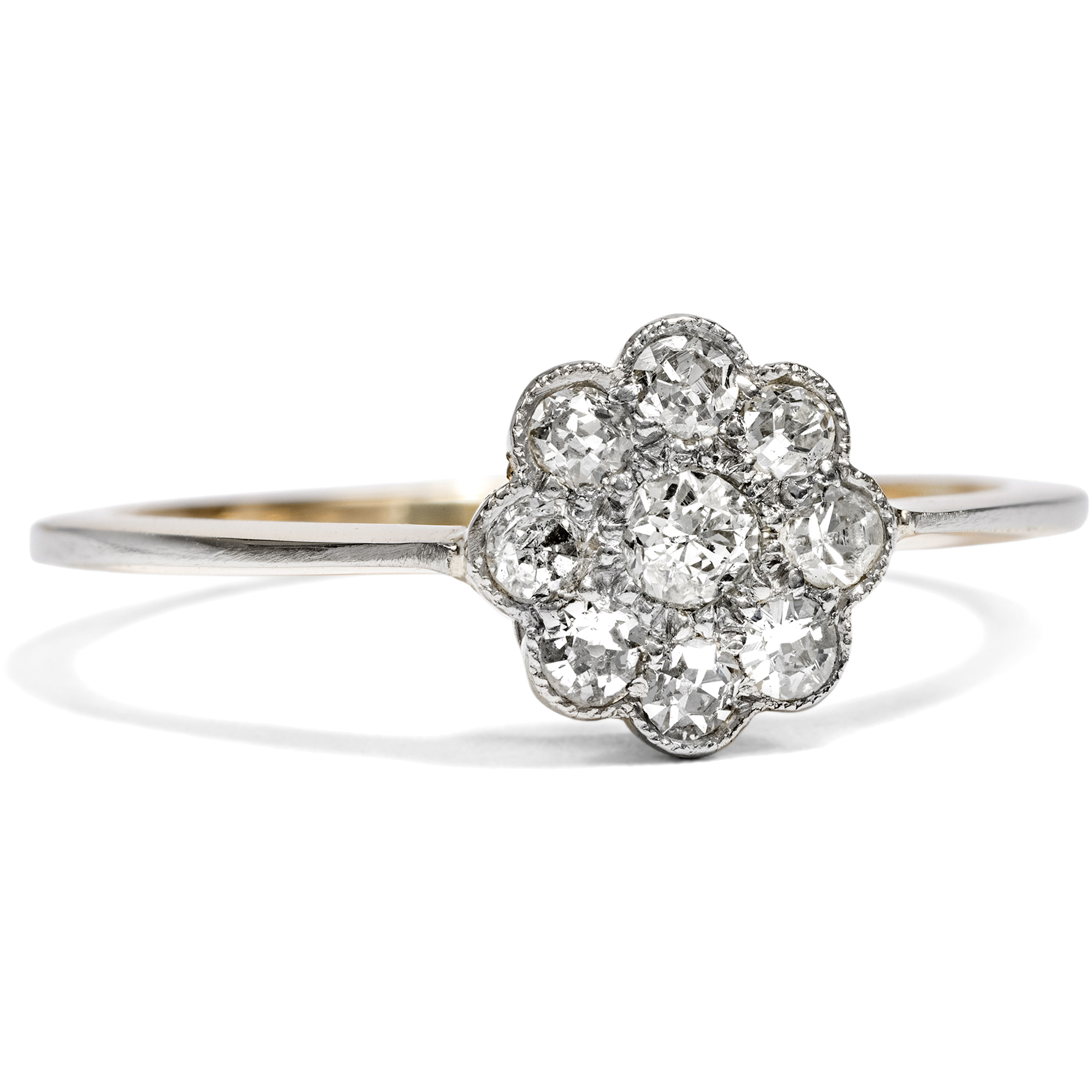 Niedlicher antiker Ring mit Diamanten in Gold & Platin, um 1900 & später Niedlicher antiker Ring mit Diamanten in Gold & Platin, um 1900 & später