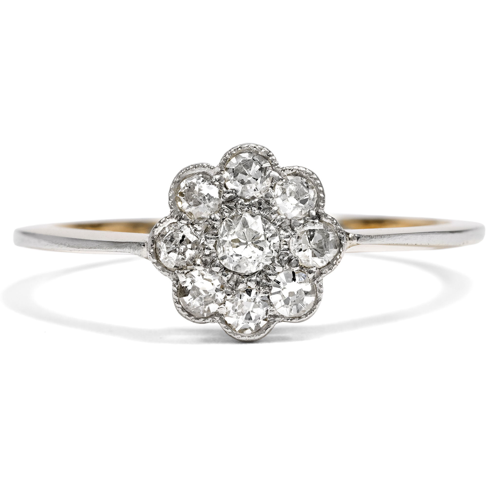 Niedlicher antiker Ring mit Diamanten in Gold & Platin, um 1900 & später Niedlicher antiker Ring mit Diamanten in Gold & Platin, um 1900 & später