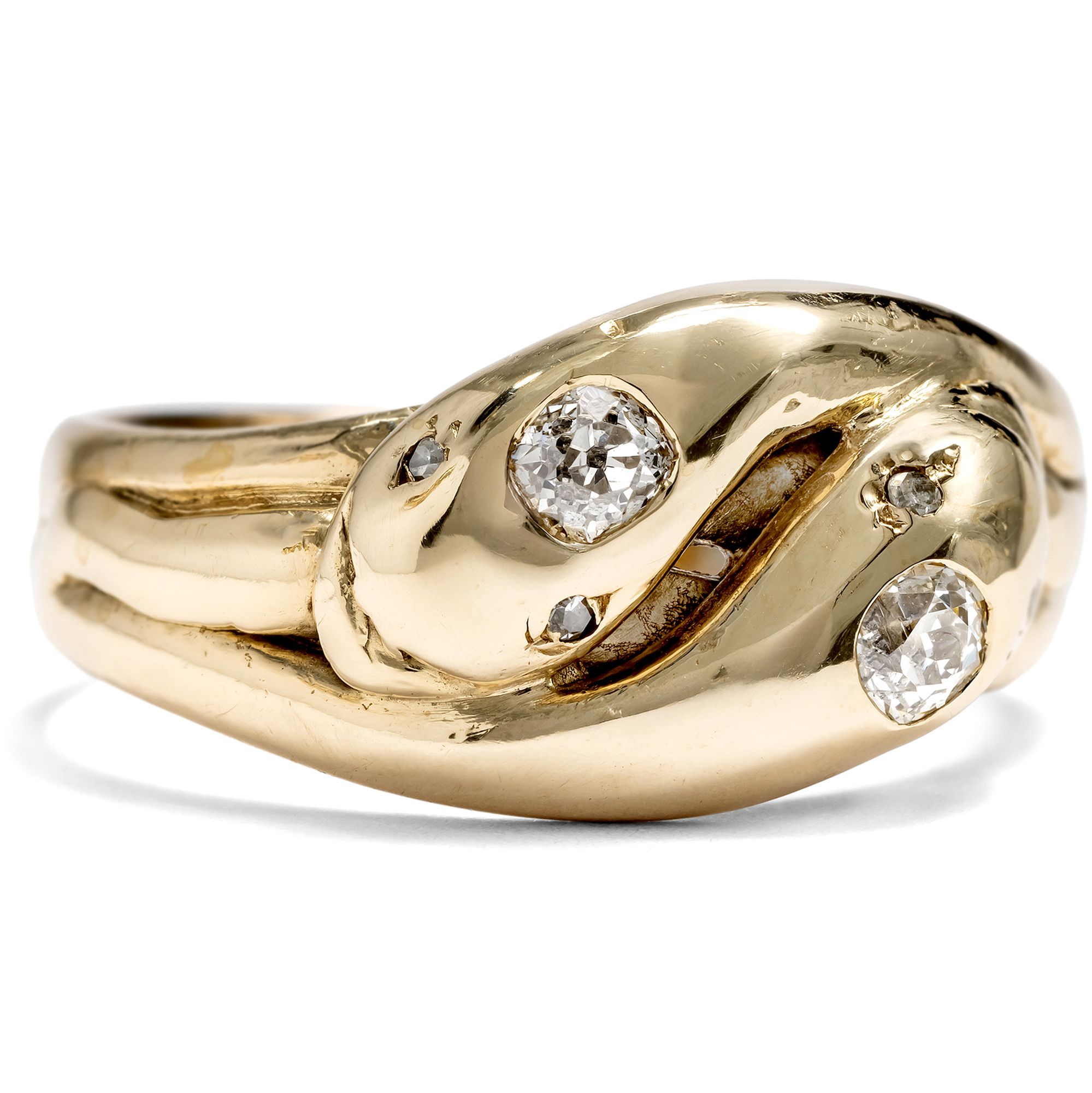 Klassischer antiker Schlangenring aus Gold & Diamanten, um 1890 Klassischer antiker Schlangenring aus Gold & Diamanten, um 1890