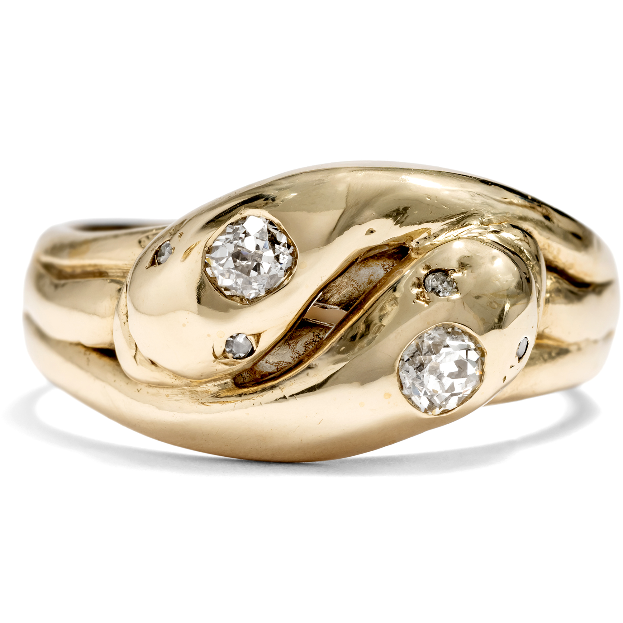 Klassischer antiker Schlangenring aus Gold & Diamanten, um 1890 Klassischer antiker Schlangenring aus Gold & Diamanten, um 1890