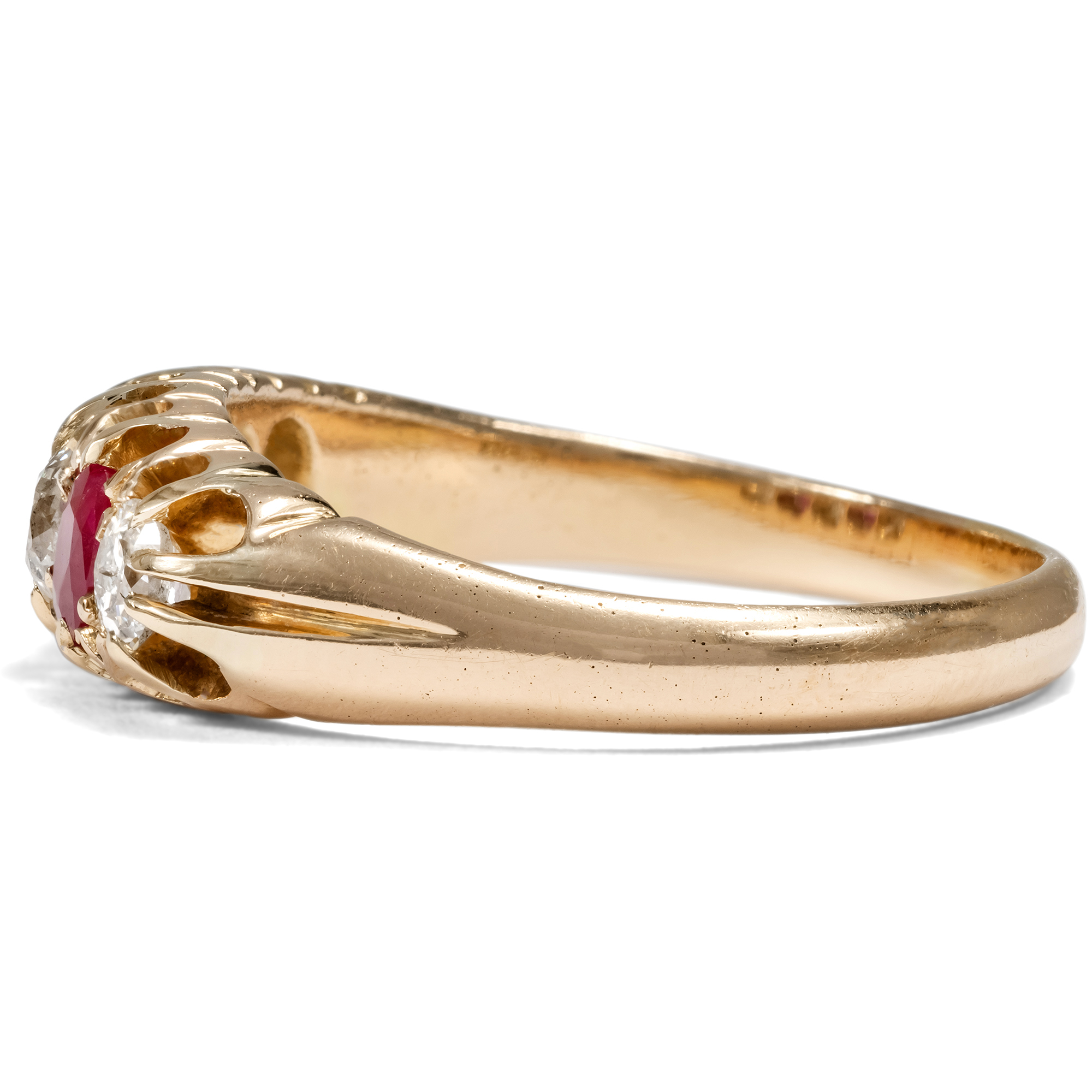 Antique "Five-Stone Ring" With Rubies & Diamonds In Gold, Great Britain c. 1900 Antique "Five-Stone Ring" With Rubies & Diamonds In Gold, Great Britain c. 1900