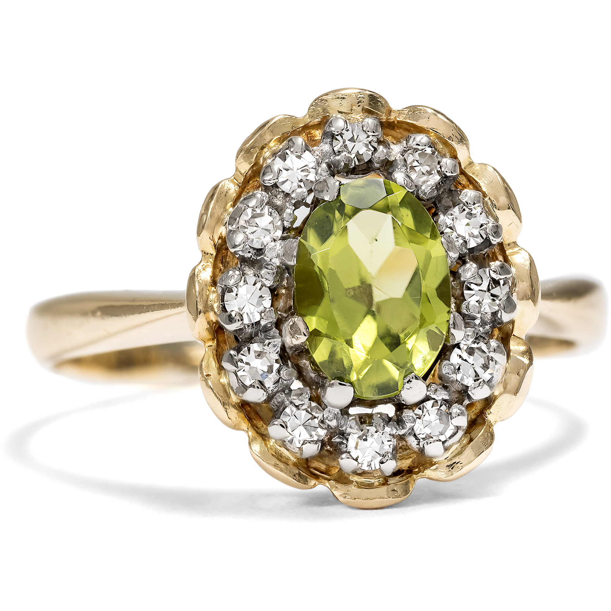 Zeitloser Entourage-Ring mit Peridot & Diamanten, Birmingham 1987 Zeitloser Entourage-Ring mit Peridot & Diamanten, Birmingham 1987