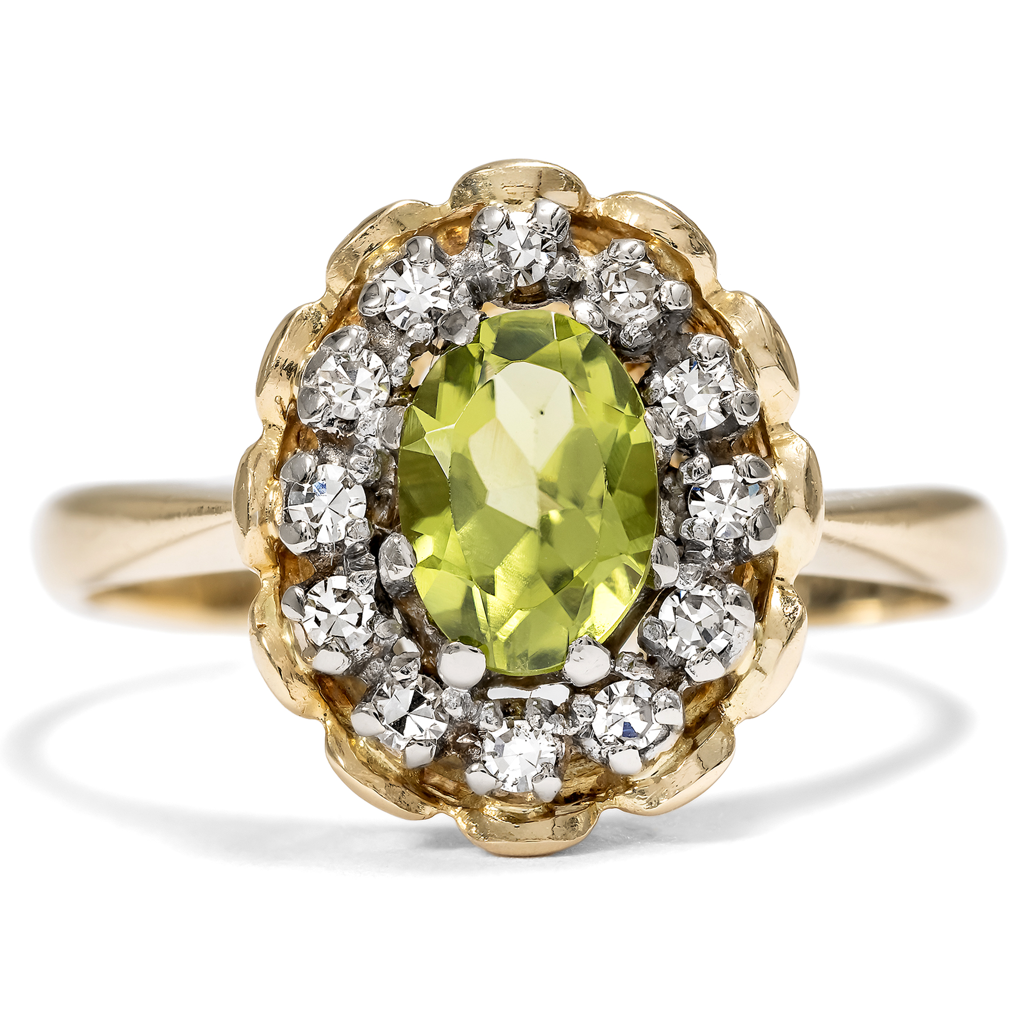 Zeitloser Entourage-Ring mit Peridot & Diamanten, Birmingham 1987 Zeitloser Entourage-Ring mit Peridot & Diamanten, Birmingham 1987