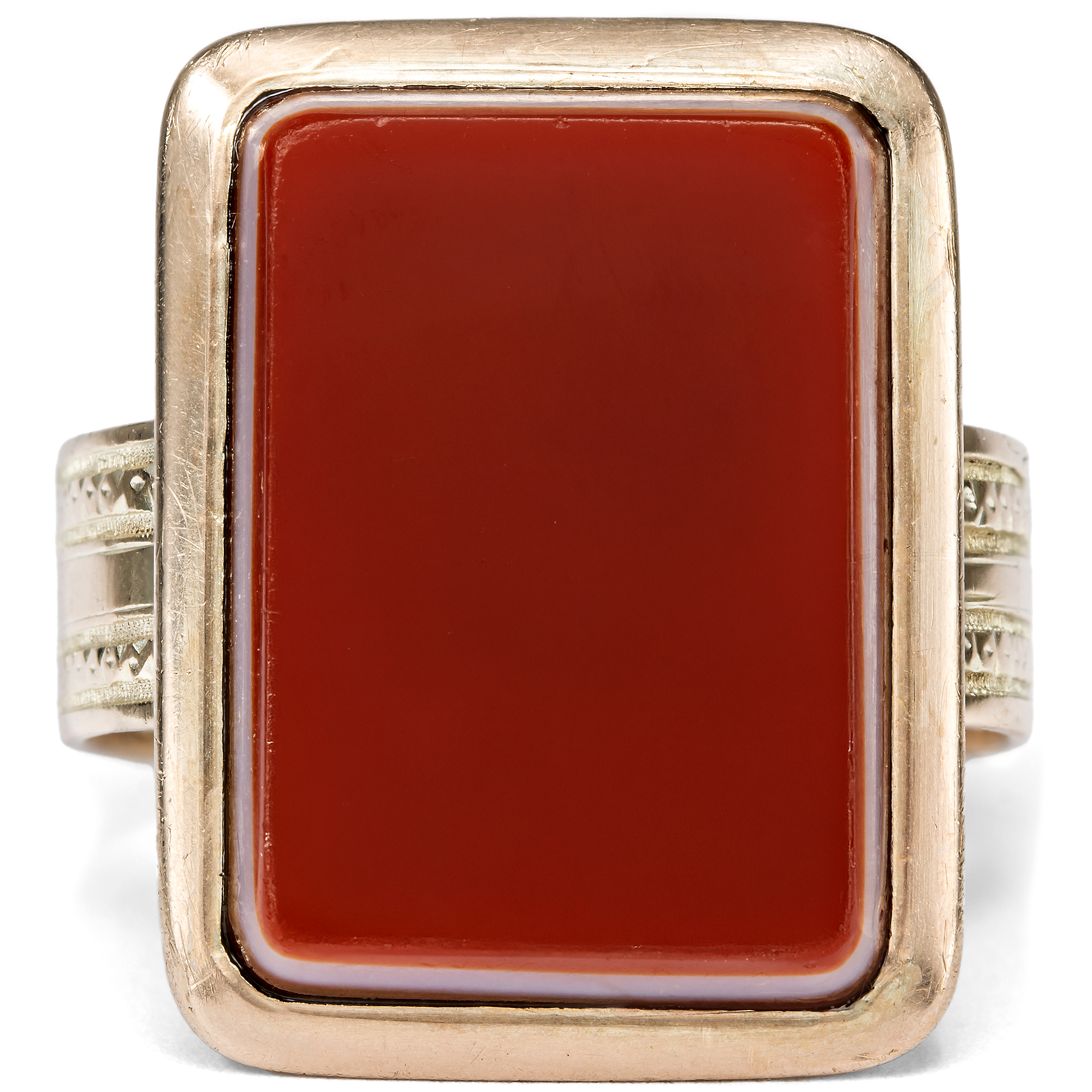 Großer Goldring mit ungraviertem Lagenstein, um 1880 Großer Goldring mit ungraviertem Lagenstein, um 1880