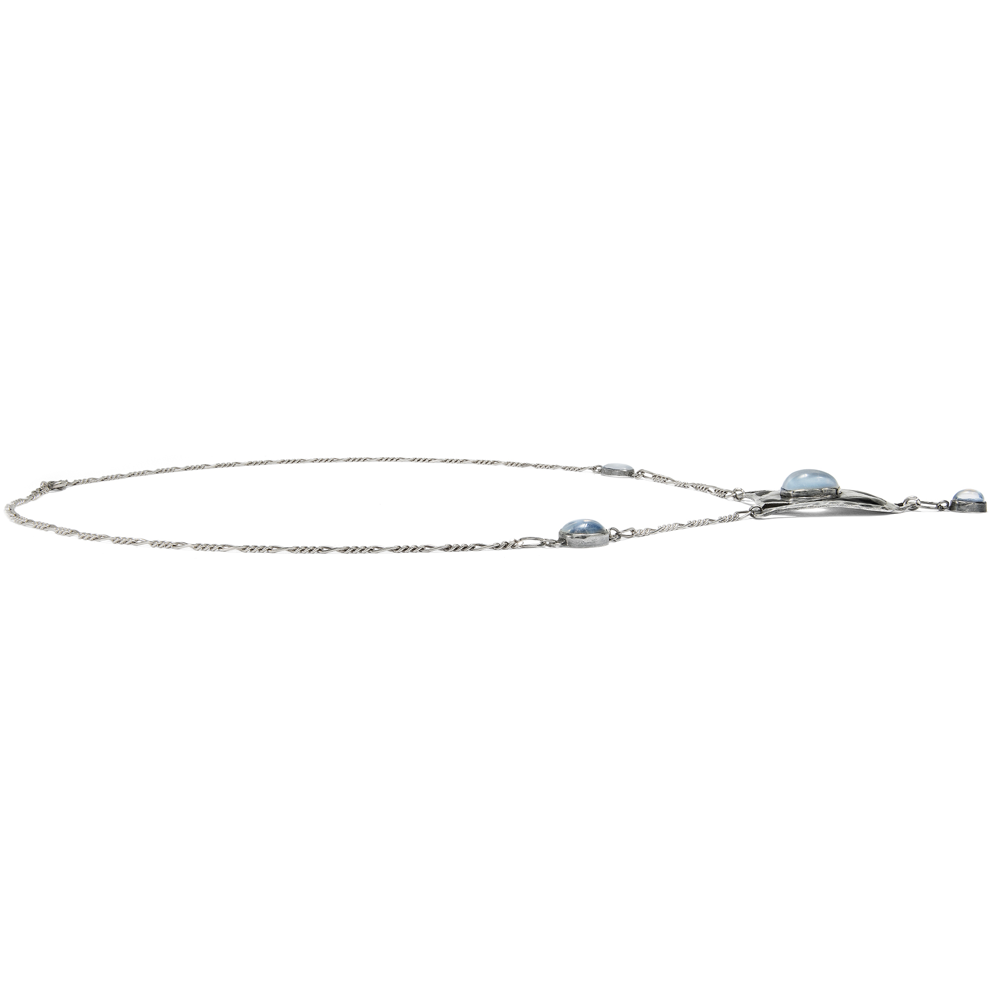 Ungewöhnliches Jugendstil-Collier mit Mondsteinen in Silber, um 1905 Ungewöhnliches Jugendstil-Collier mit Mondsteinen in Silber, um 1905