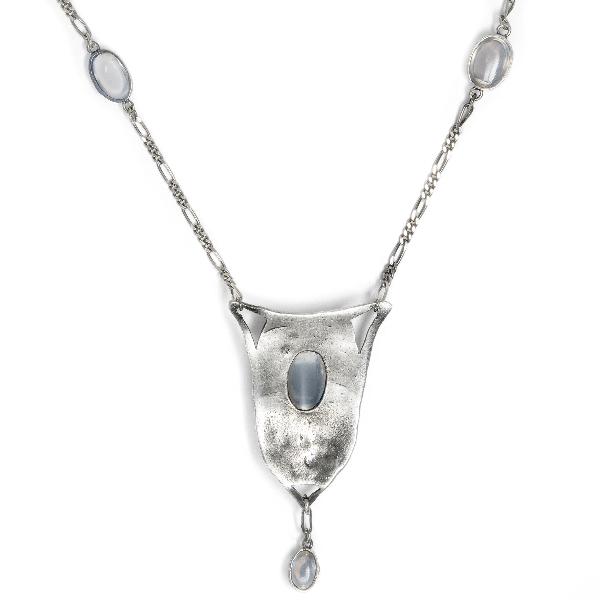 Ungewöhnliches Jugendstil-Collier mit Mondsteinen in Silber, um 1905 Ungewöhnliches Jugendstil-Collier mit Mondsteinen in Silber, um 1905