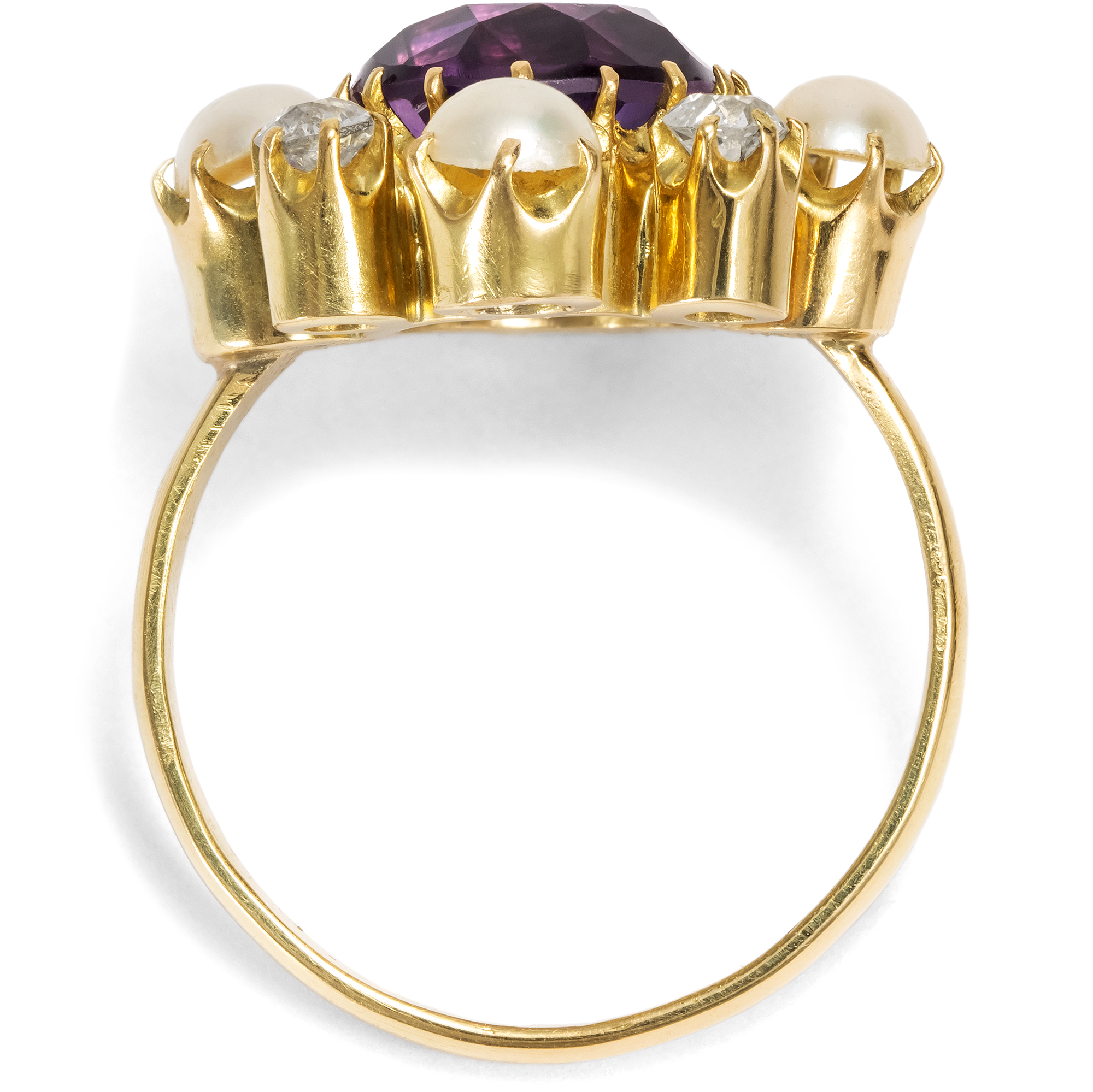 Prachtvoller Ring mit Amethyst, Diamanten und Perlen, um 1885 & später Prachtvoller Ring mit Amethyst, Diamanten und Perlen, um 1885 & später