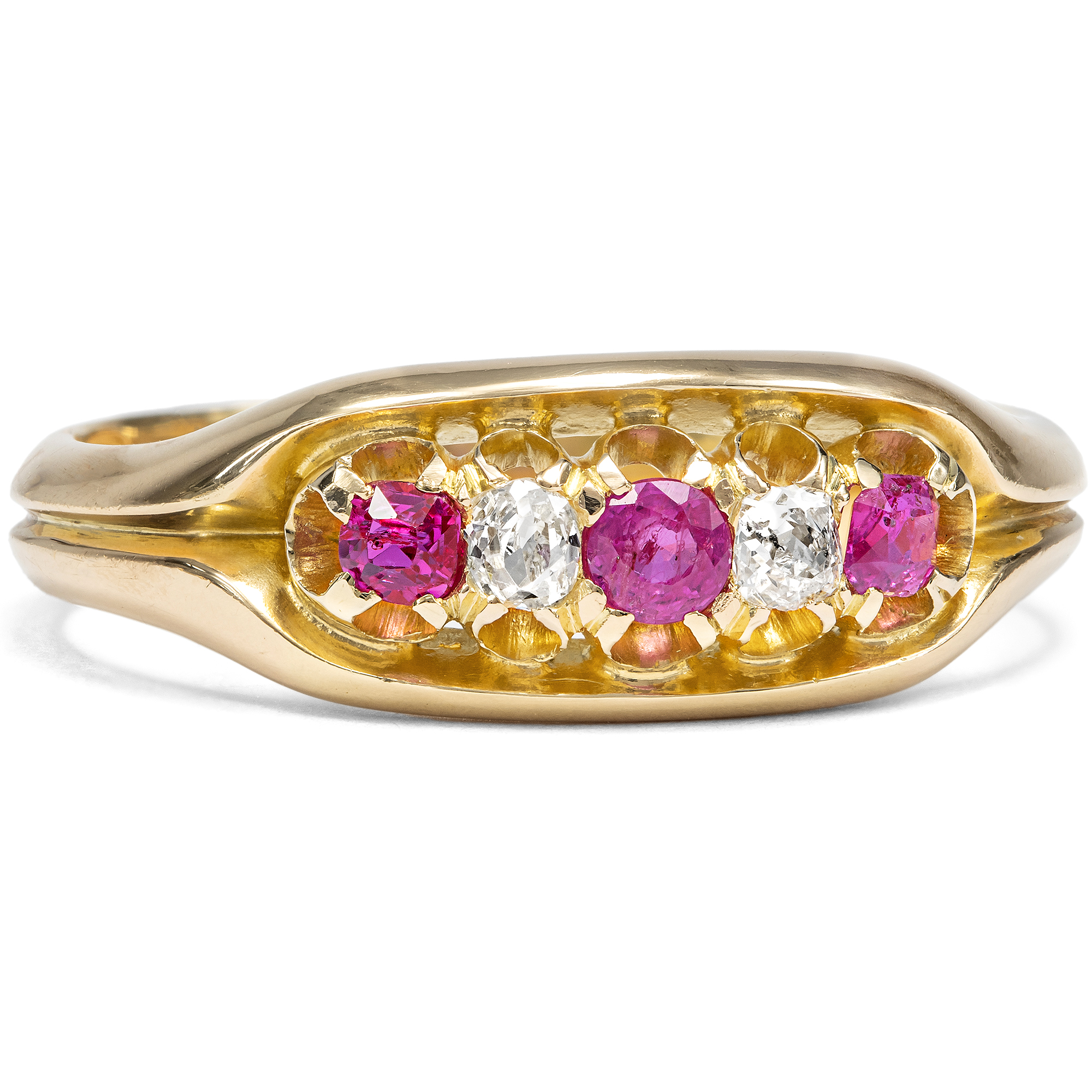 Viktorianischer Rubin- & Diamant-Ring in Gold, England um 1900 Viktorianischer Rubin- & Diamant-Ring in Gold, England um 1900