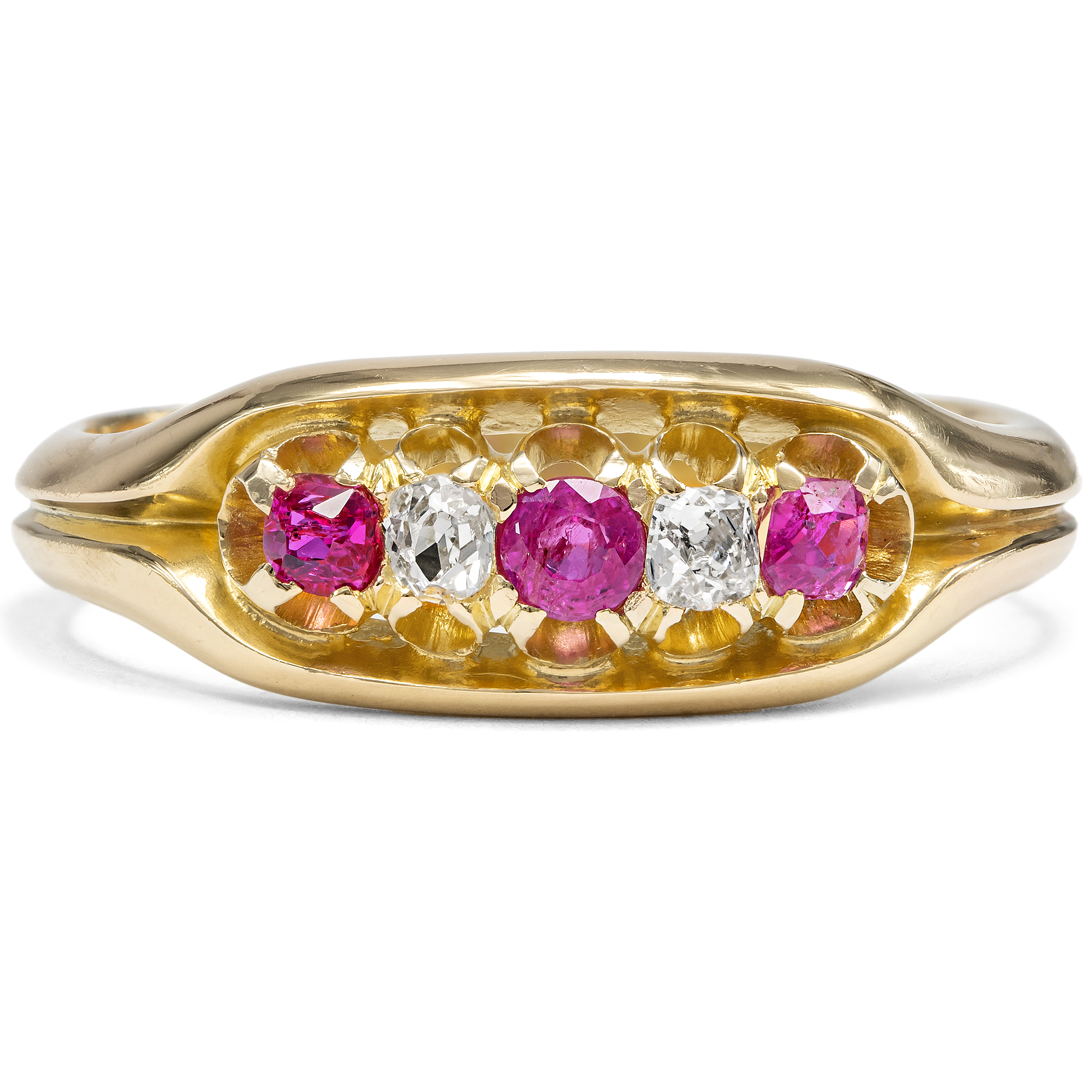 Viktorianischer Rubin- & Diamant-Ring in Gold, England um 1900 Viktorianischer Rubin- & Diamant-Ring in Gold, England um 1900