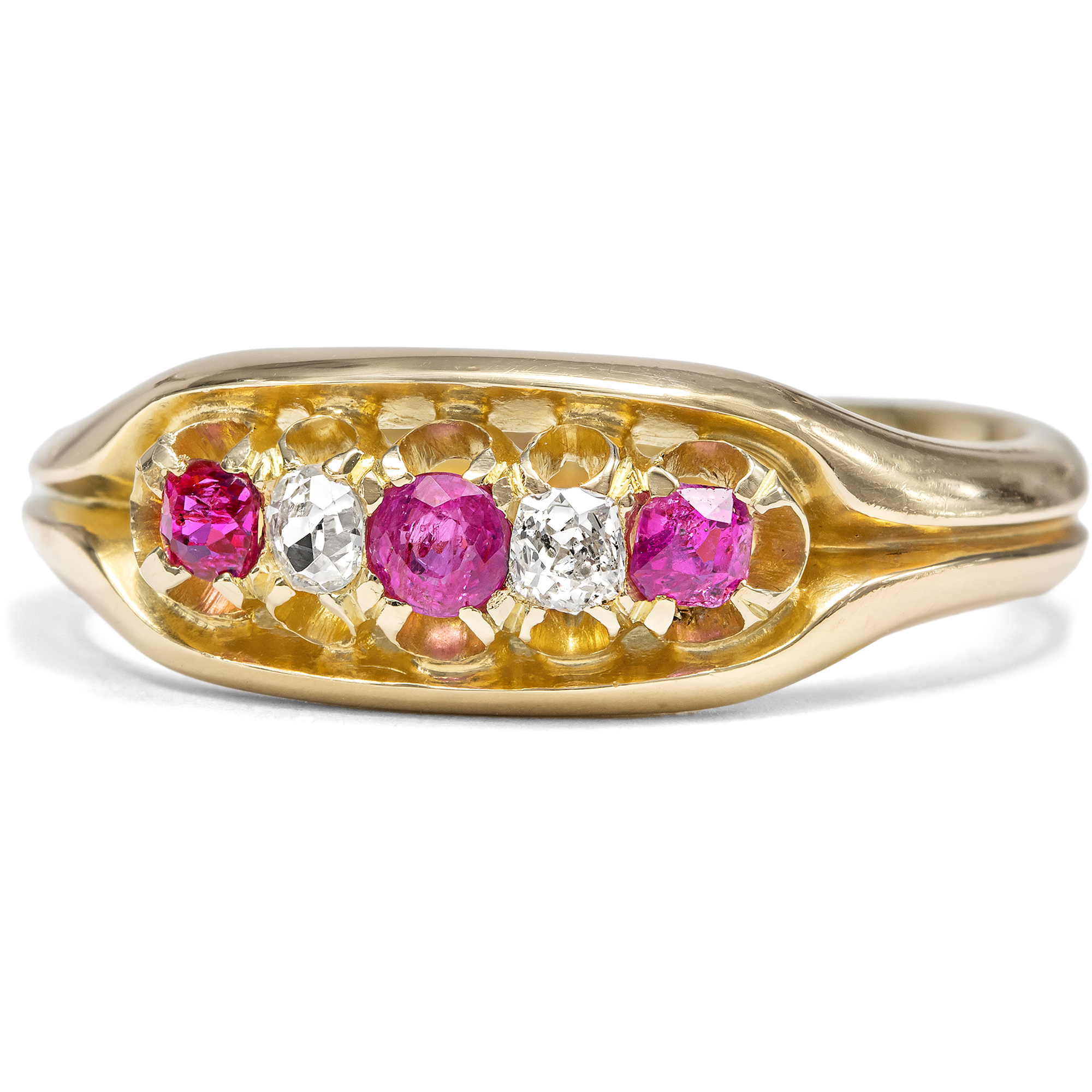 Viktorianischer Rubin- & Diamant-Ring in Gold, England um 1900 Viktorianischer Rubin- & Diamant-Ring in Gold, England um 1900