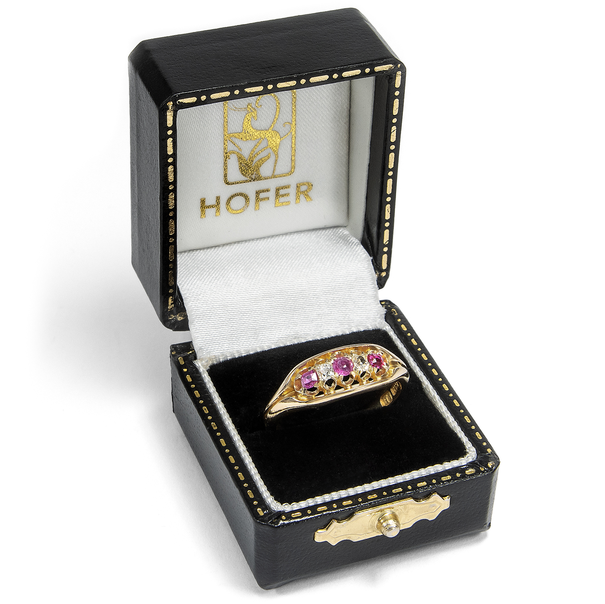 Viktorianischer Rubin- & Diamant-Ring in Gold, England um 1900 Viktorianischer Rubin- & Diamant-Ring in Gold, England um 1900