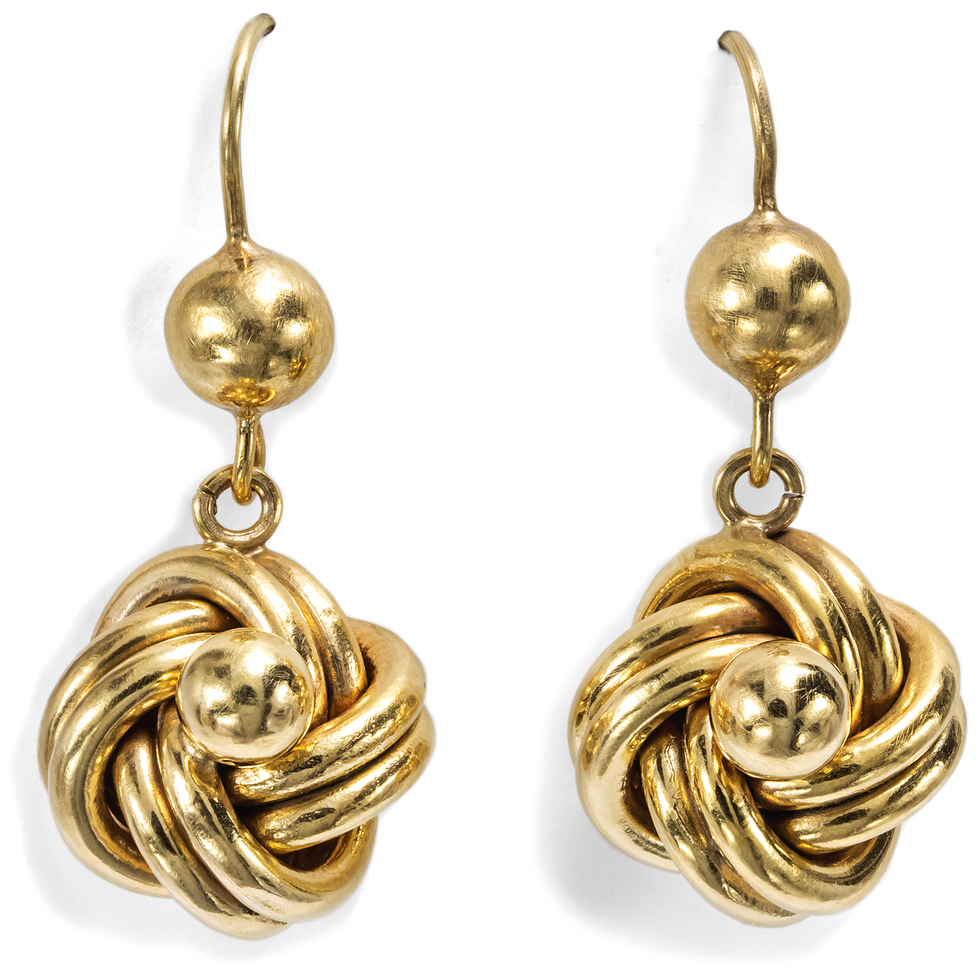 Romantische „Lover’s Knot“ Ohrringe aus Gold, Großbritannien um 1900 Romantische „Lover’s Knot“ Ohrringe aus Gold, Großbritannien um 1900