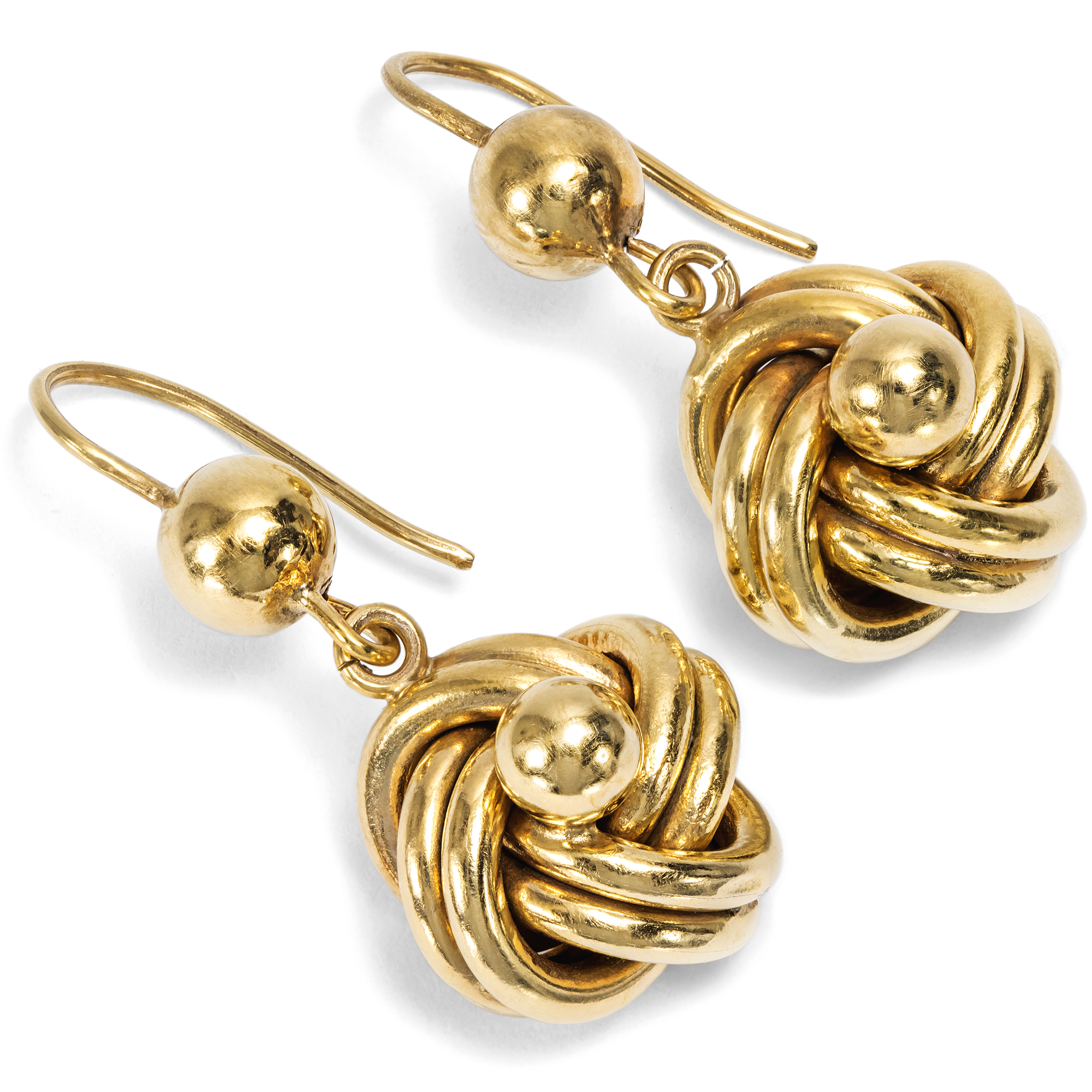 Romantische „Lover’s Knot“ Ohrringe aus Gold, Großbritannien um 1900 Romantische „Lover’s Knot“ Ohrringe aus Gold, Großbritannien um 1900