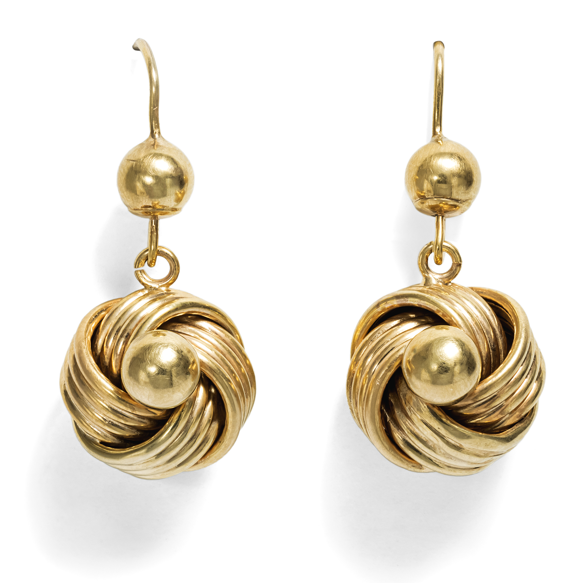 Romantische Ohrringe aus Gold, Großbritannien um 1880 Romantische Ohrringe aus Gold, Großbritannien um 1880