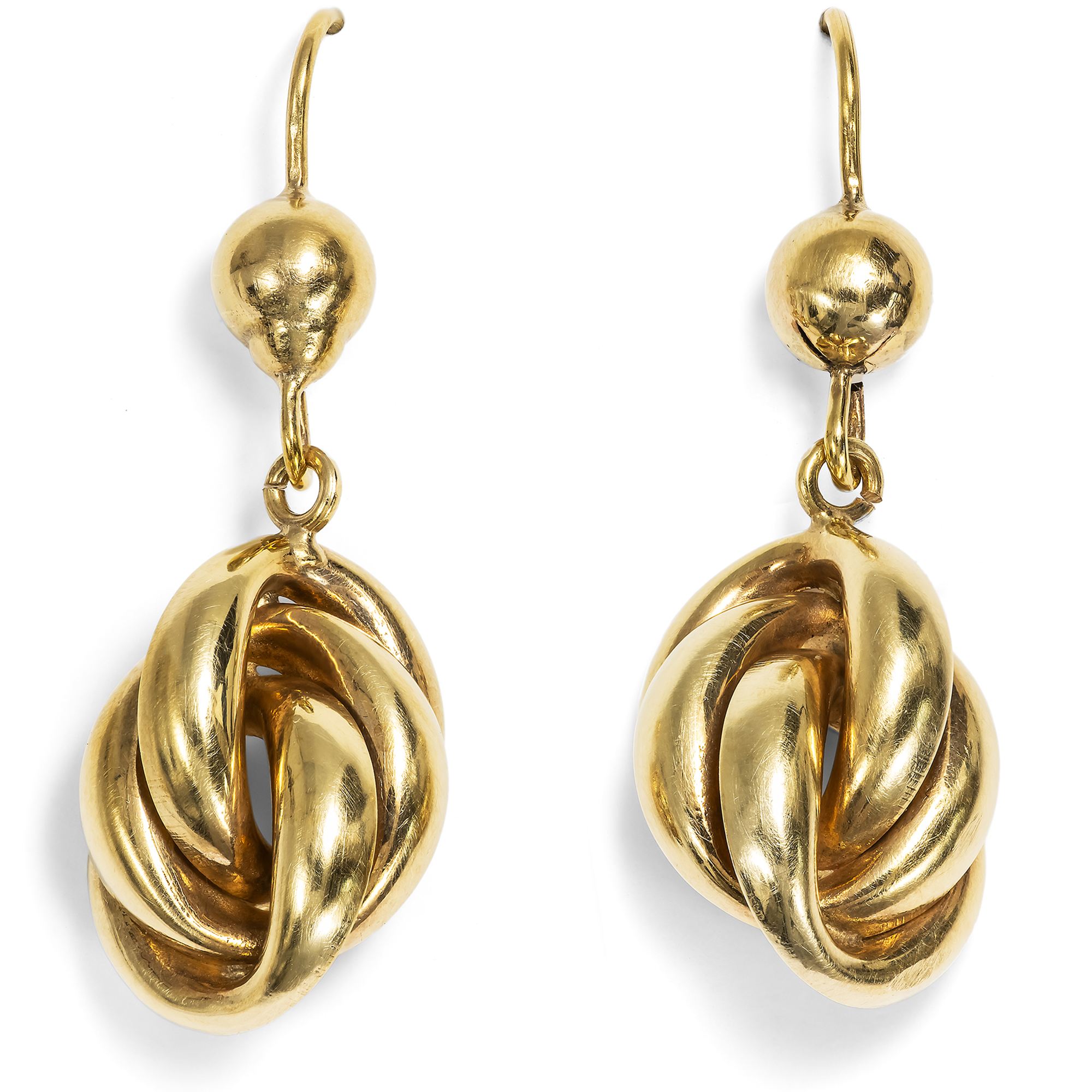 Viktorianische Knoten-Ohrringe mit aus Gold, England um 1900 Viktorianische Knoten-Ohrringe mit aus Gold, England um 1900