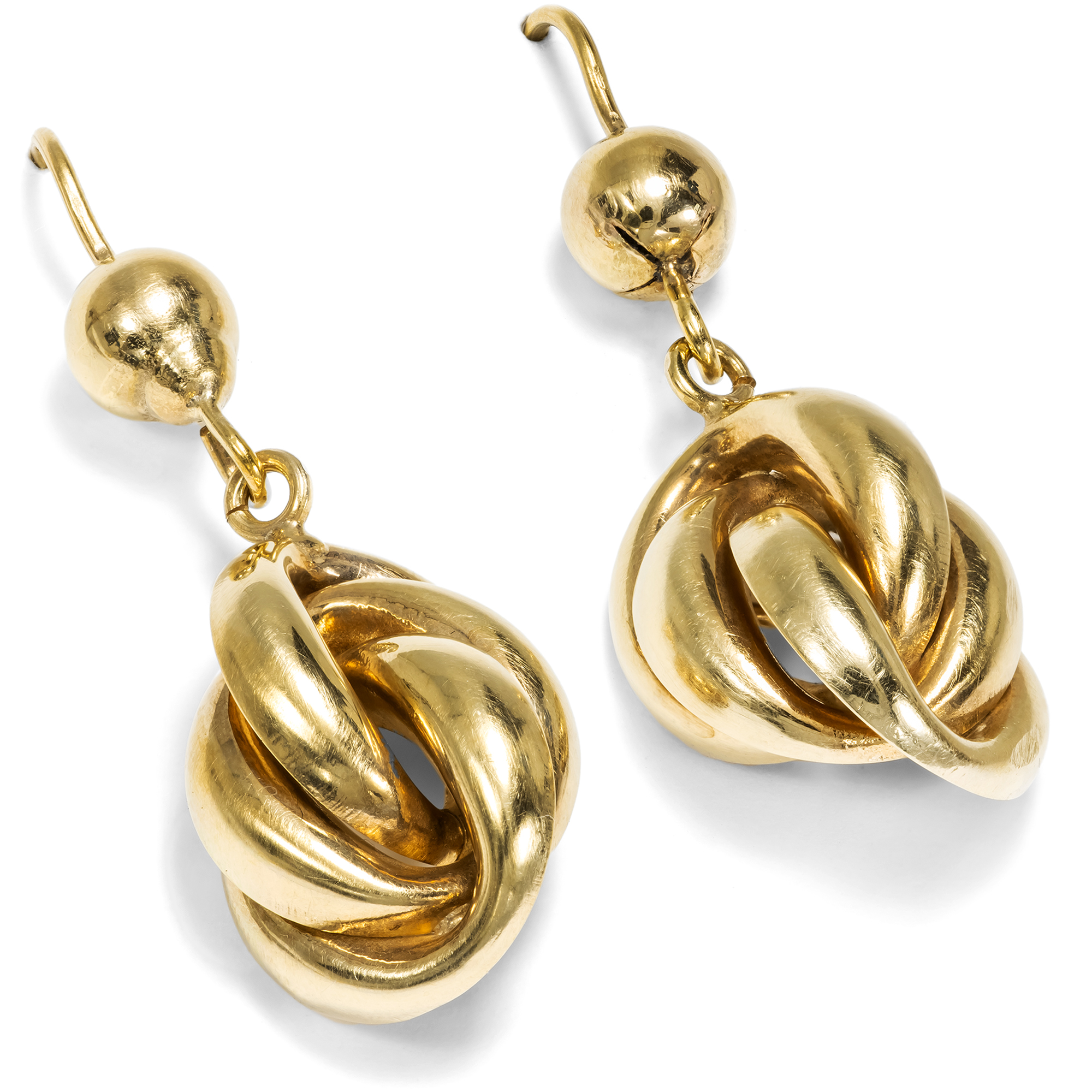 Viktorianische Knoten-Ohrringe mit aus Gold, England um 1900 Viktorianische Knoten-Ohrringe mit aus Gold, England um 1900