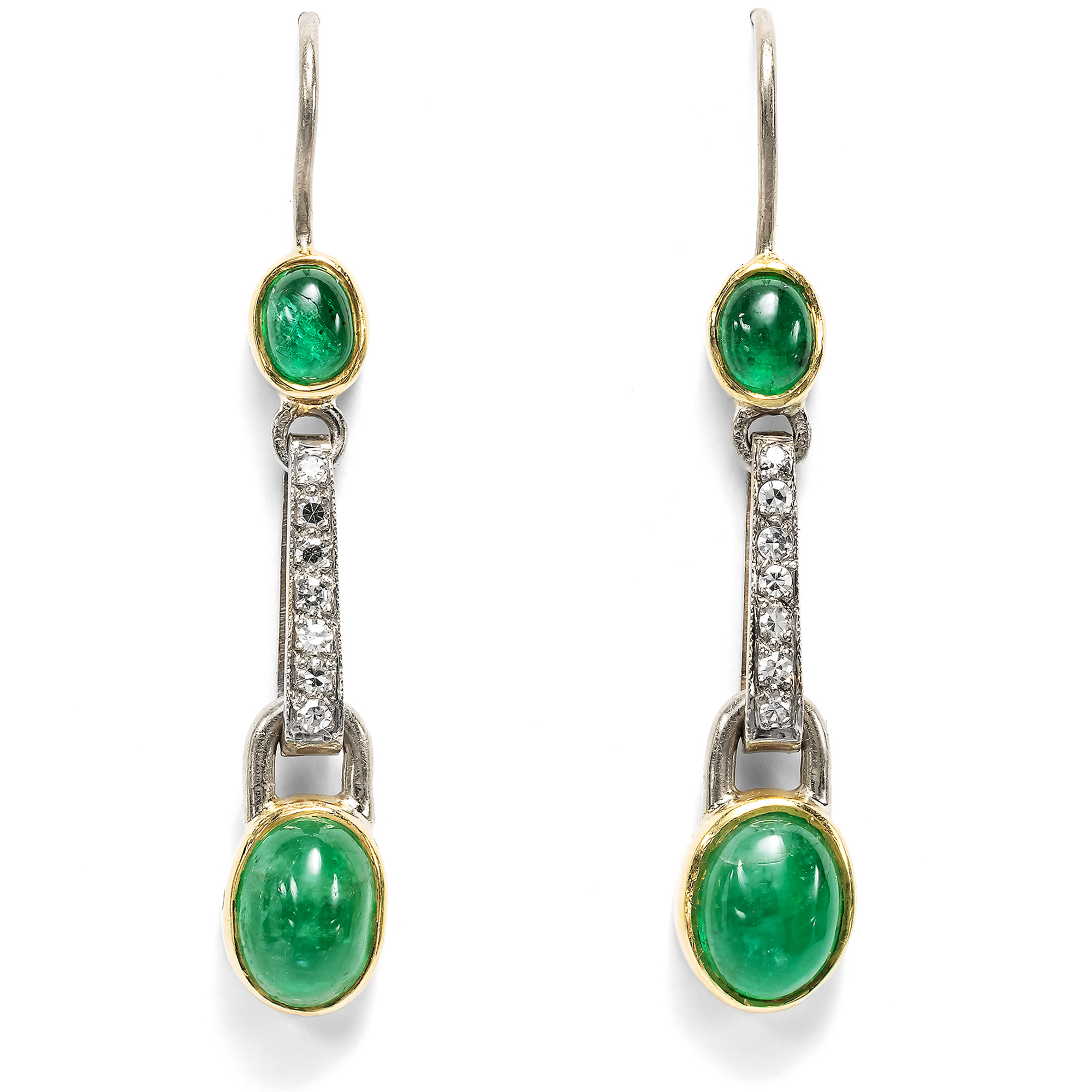 Elegante vintage Ohrringe mit Smaragden & Diamanten, um 1990 Elegante vintage Ohrringe mit Smaragden & Diamanten, um 1990