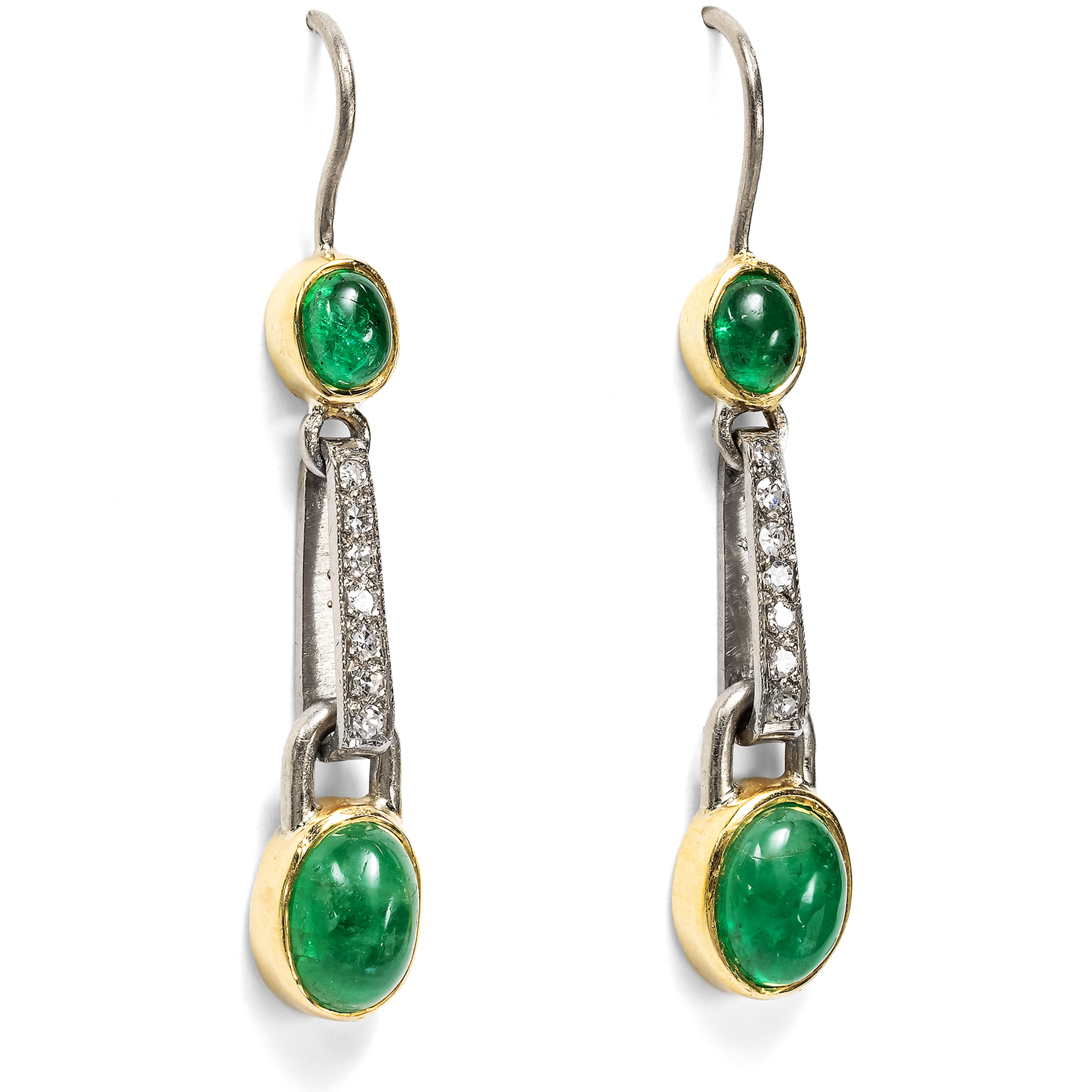 Elegante vintage Ohrringe mit Smaragden & Diamanten, um 1990 Elegante vintage Ohrringe mit Smaragden & Diamanten, um 1990