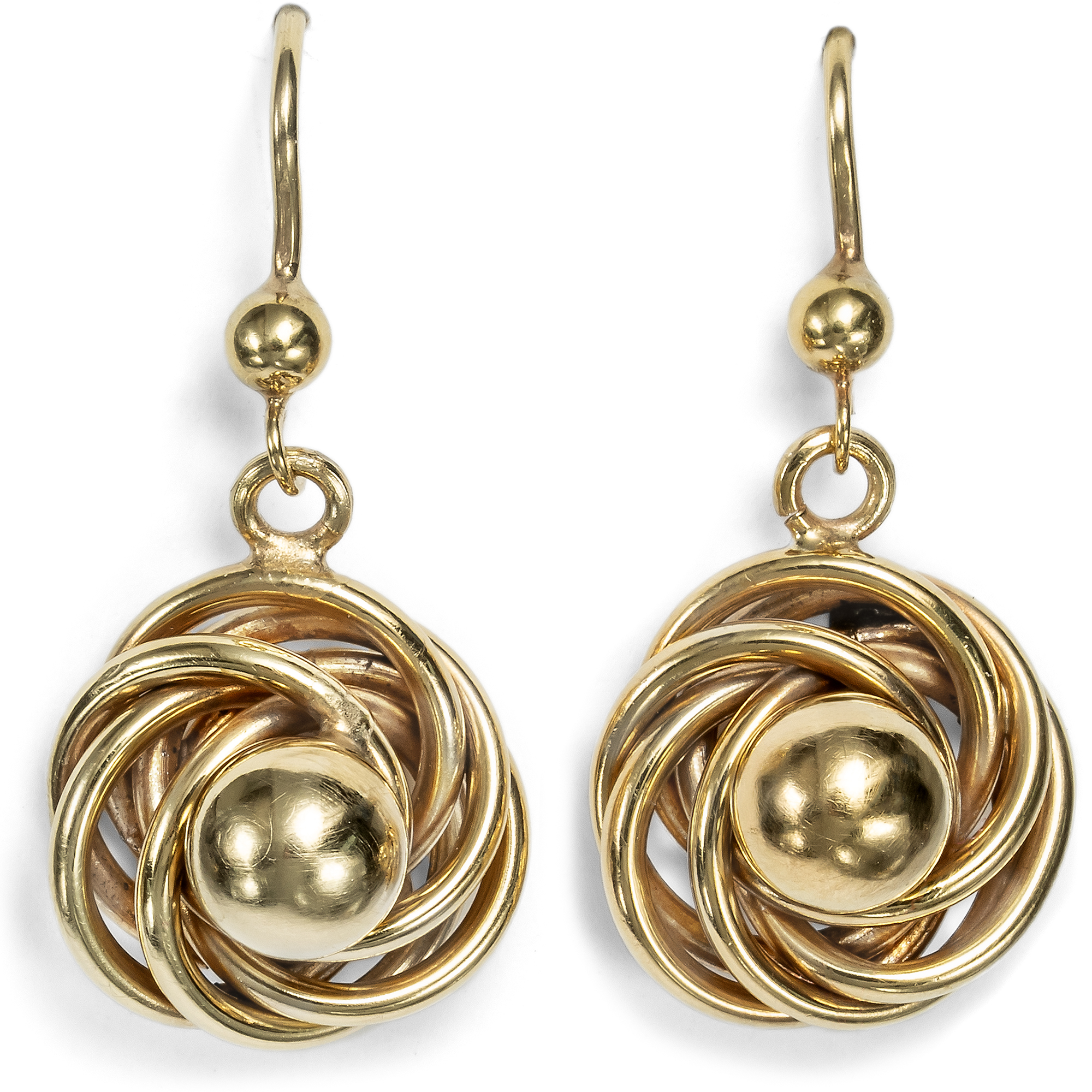 Antique Earrings With "Lover's Knot" Made of Gold, Great Britain Around 1900 Antique Earrings With "Lover's Knot" Made of Gold, Great Britain Around 1900