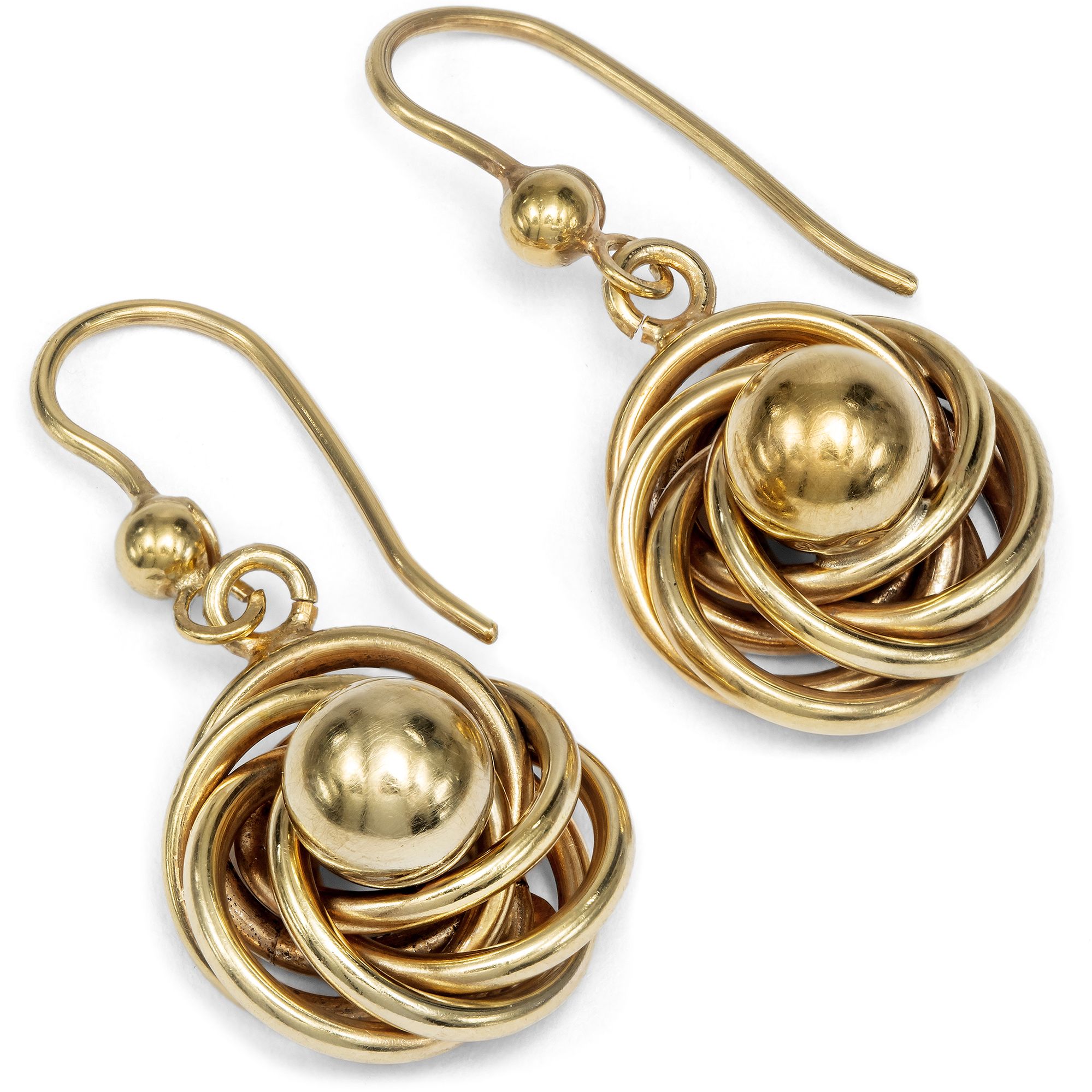 Antique Earrings With "Lover's Knot" Made of Gold, Great Britain Around 1900 Antique Earrings With "Lover's Knot" Made of Gold, Great Britain Around 1900