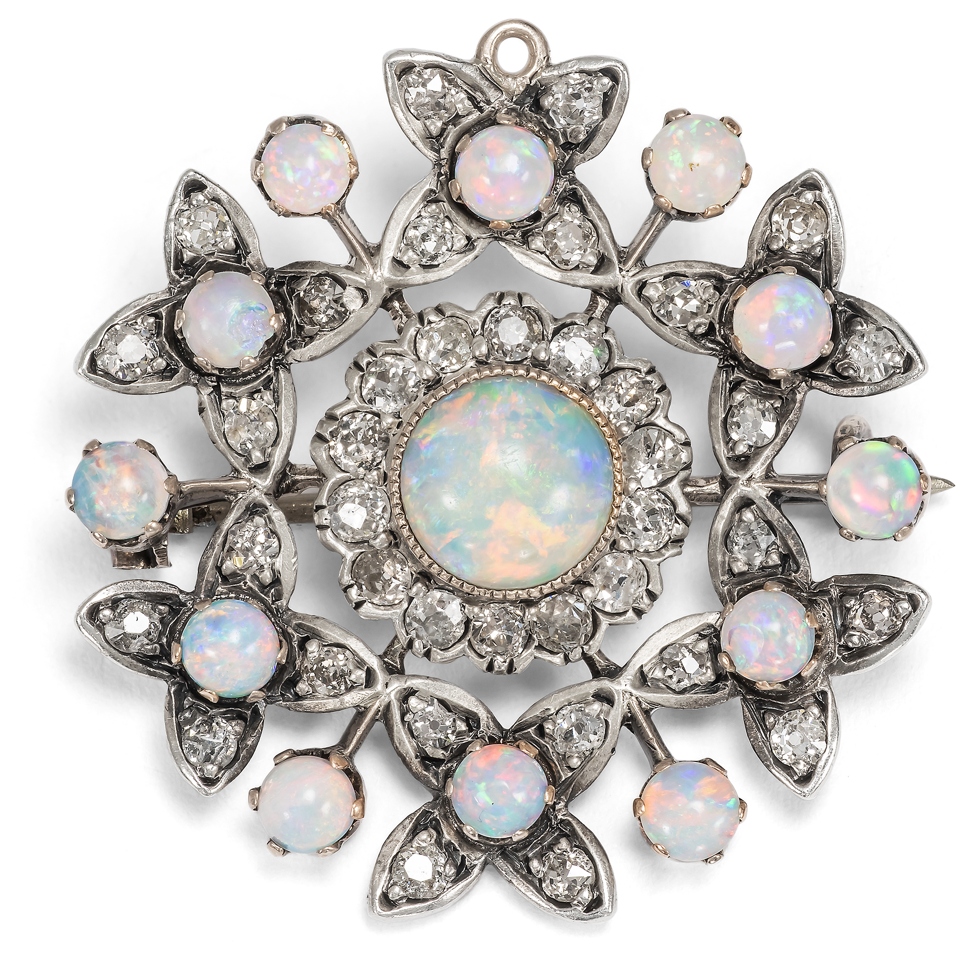 Wunderbare Brosche mit australischen Opalen & Diamanten, um 1890 Wunderbare Brosche mit australischen Opalen & Diamanten, um 1890