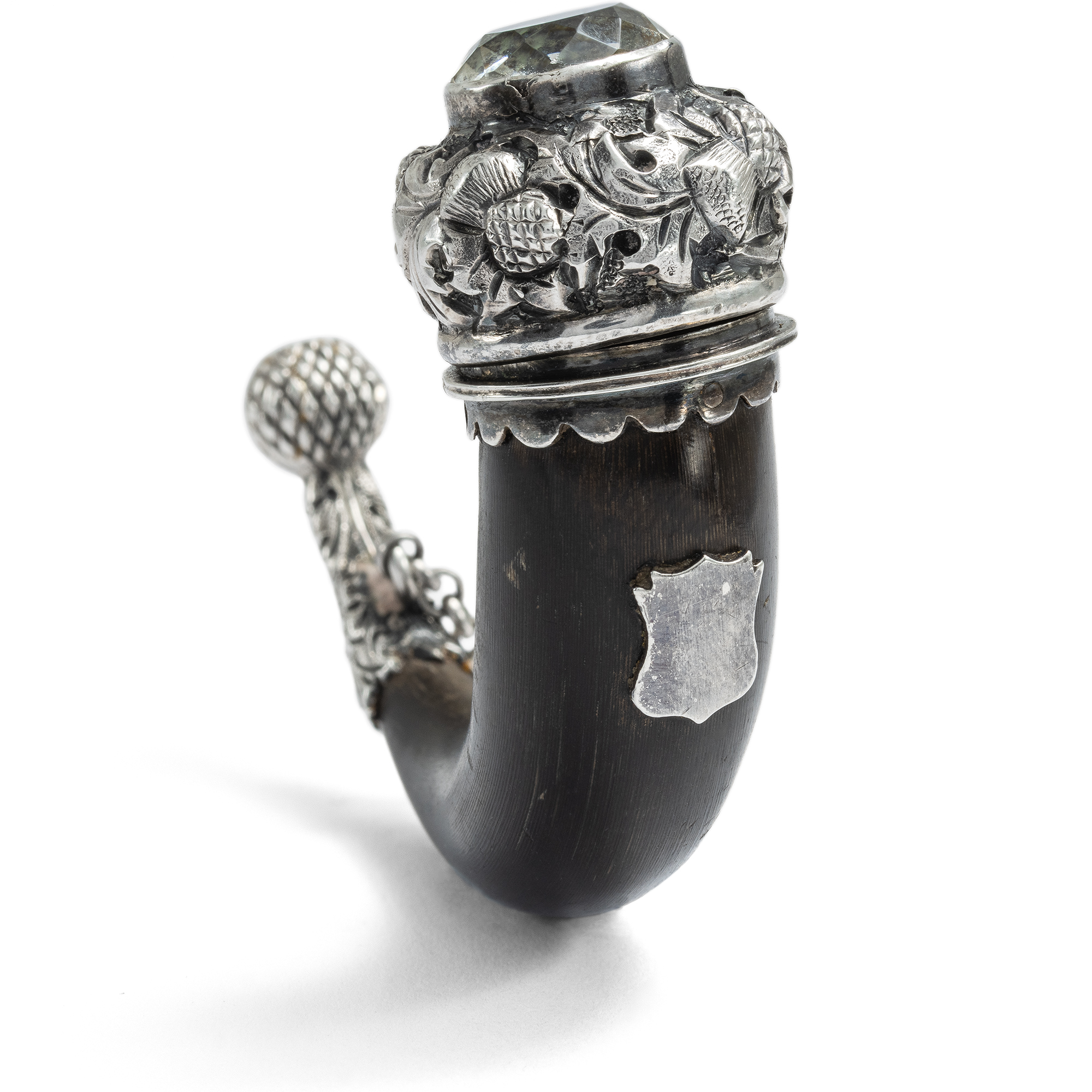 Unusual Pendant made of Silver, Horn & Quartz, Scotland Circa 1870 Unusual Pendant made of Silver, Horn & Quartz, Scotland Circa 1870