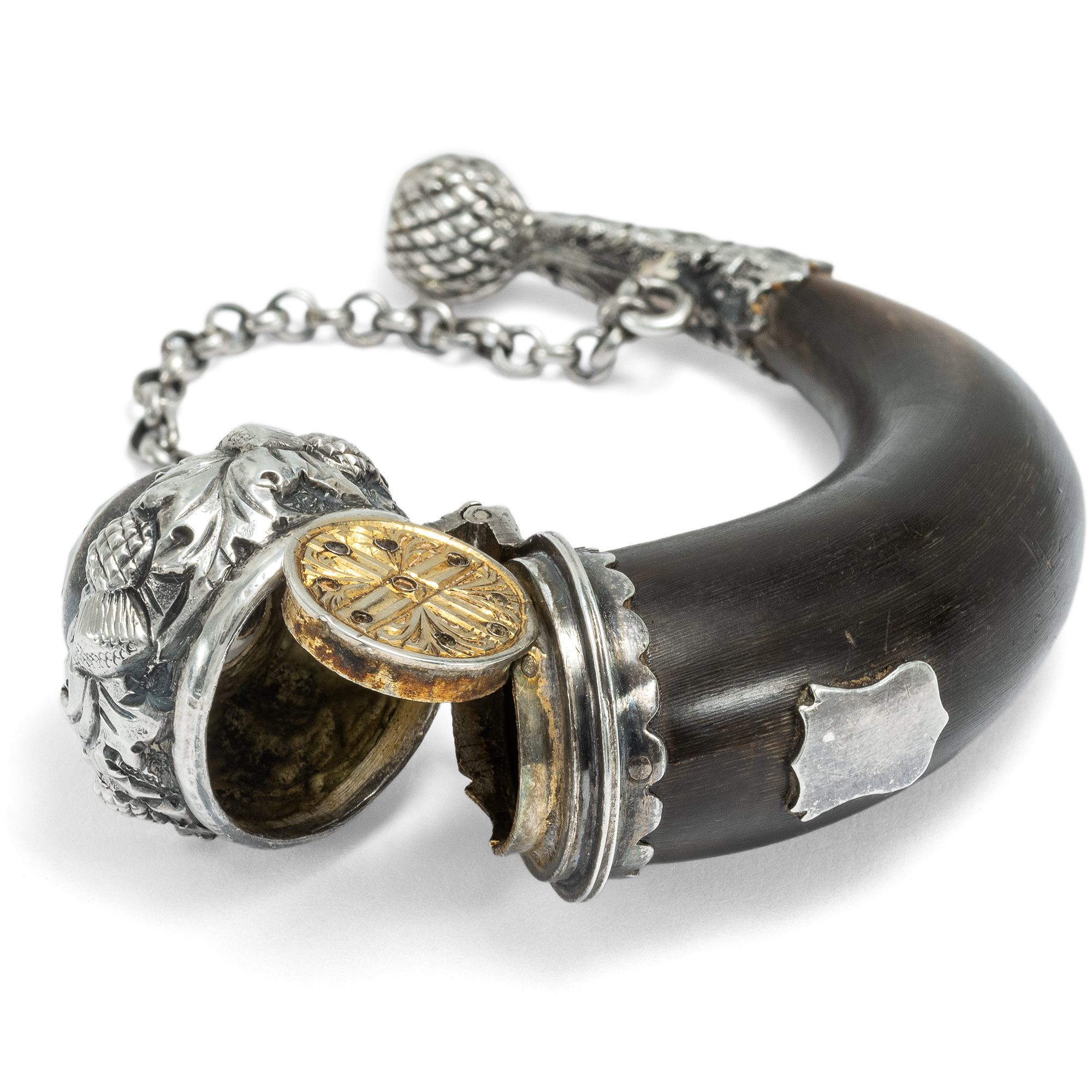 Unusual Pendant made of Silver, Horn & Quartz, Scotland Circa 1870 Unusual Pendant made of Silver, Horn & Quartz, Scotland Circa 1870