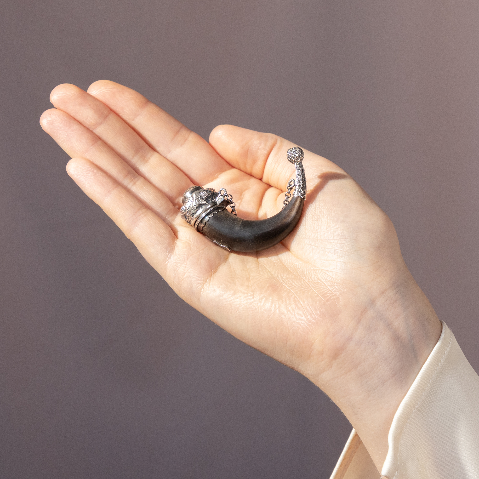 Unusual Pendant made of Silver, Horn & Quartz, Scotland Circa 1870 Unusual Pendant made of Silver, Horn & Quartz, Scotland Circa 1870