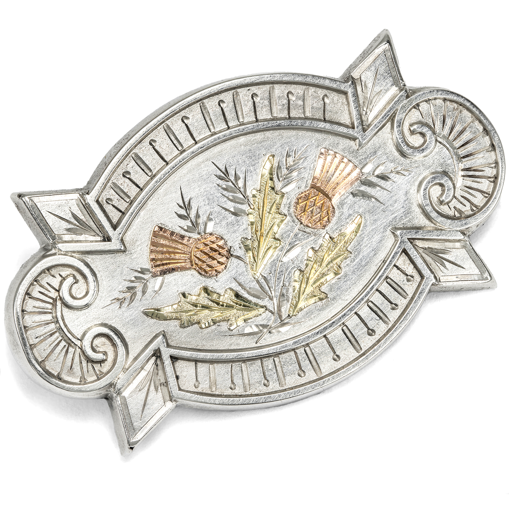 Antike viktorianische Brosche aus Silber & Gold mit Medaillonfach, um 1880 Antike viktorianische Brosche aus Silber & Gold mit Medaillonfach, um 1880