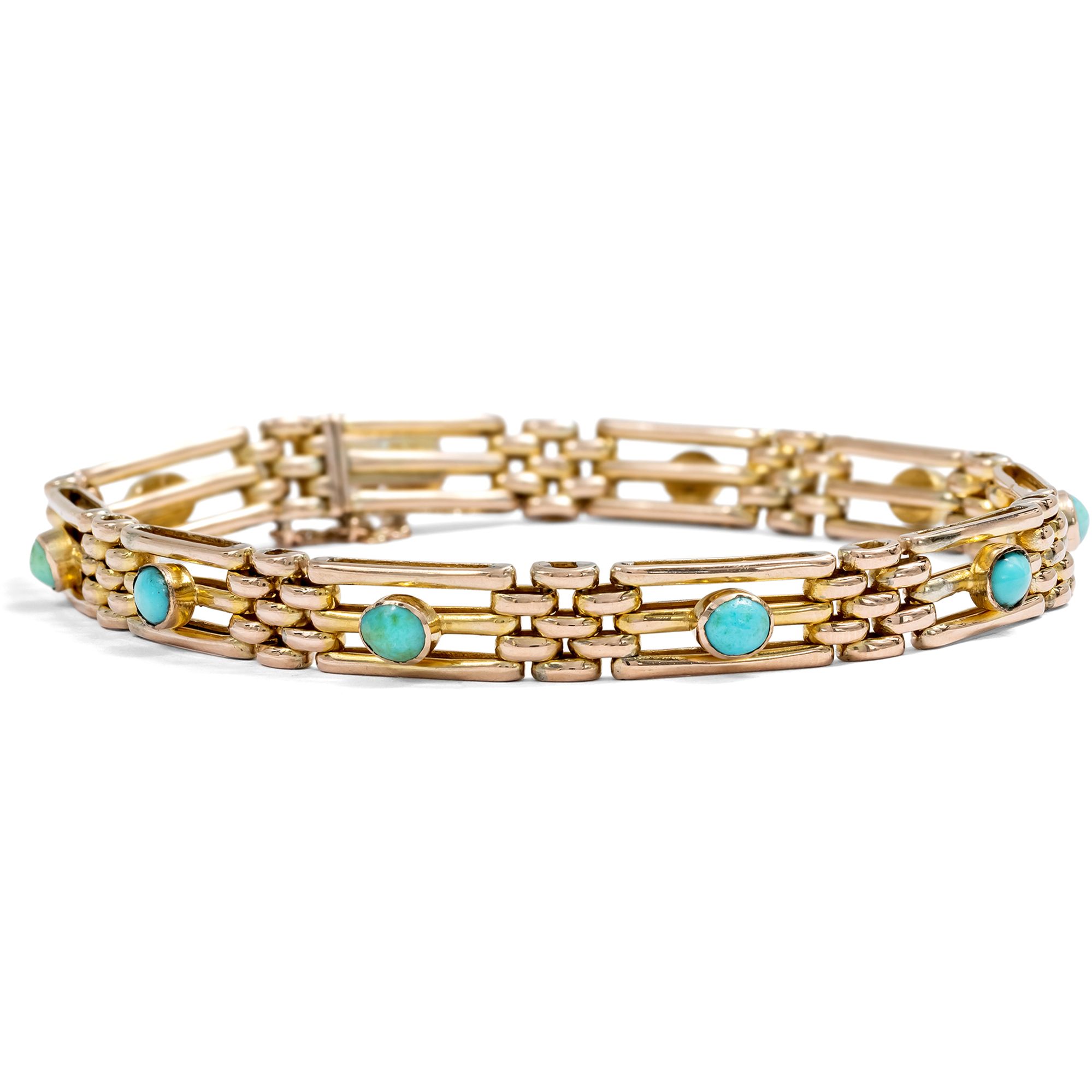 Victorian Rose Gold Bracelet with Turquoises, England c. 1900 Victorian Rose Gold Bracelet with Turquoises, England c. 1900