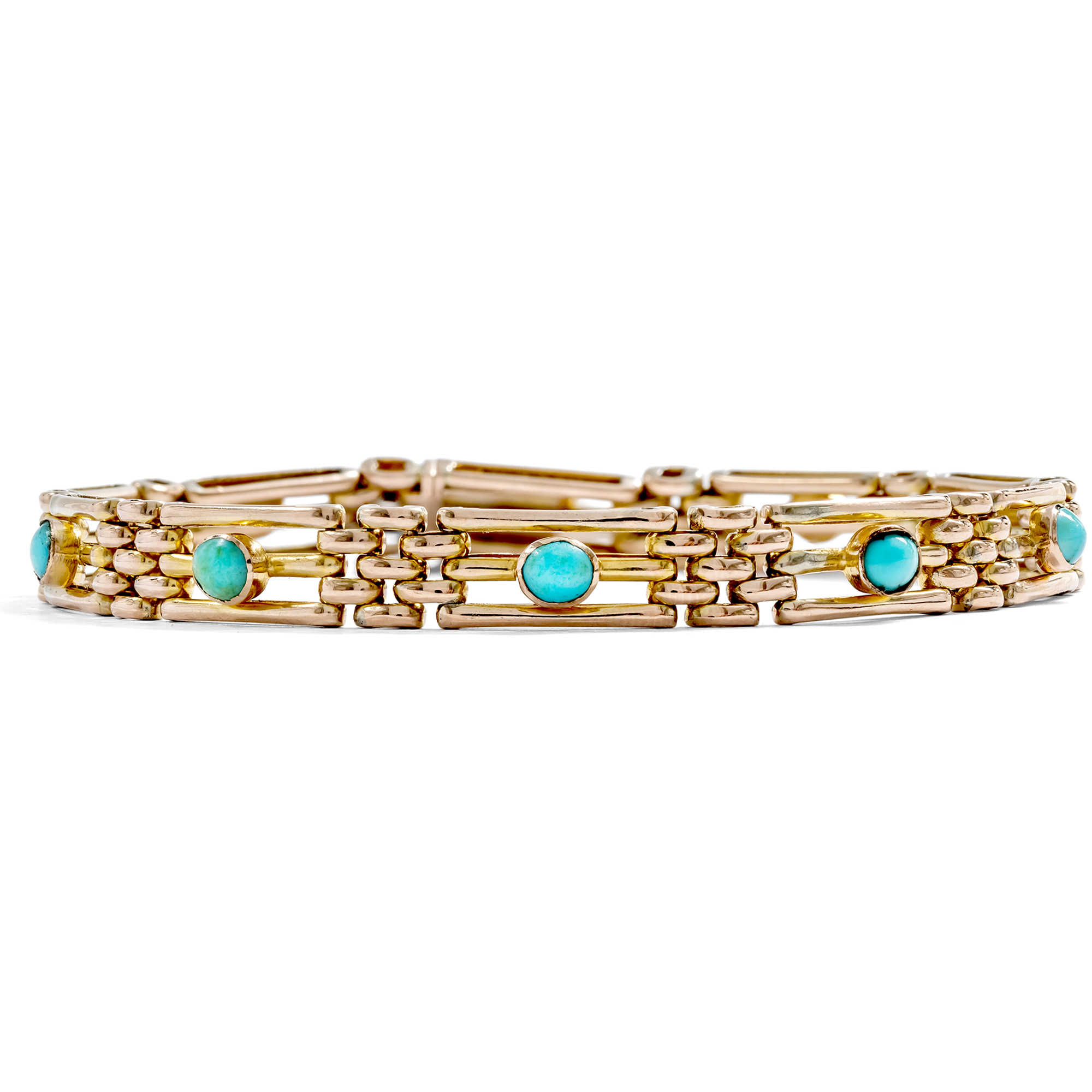 Victorian Rose Gold Bracelet with Turquoises, England c. 1900 Victorian Rose Gold Bracelet with Turquoises, England c. 1900