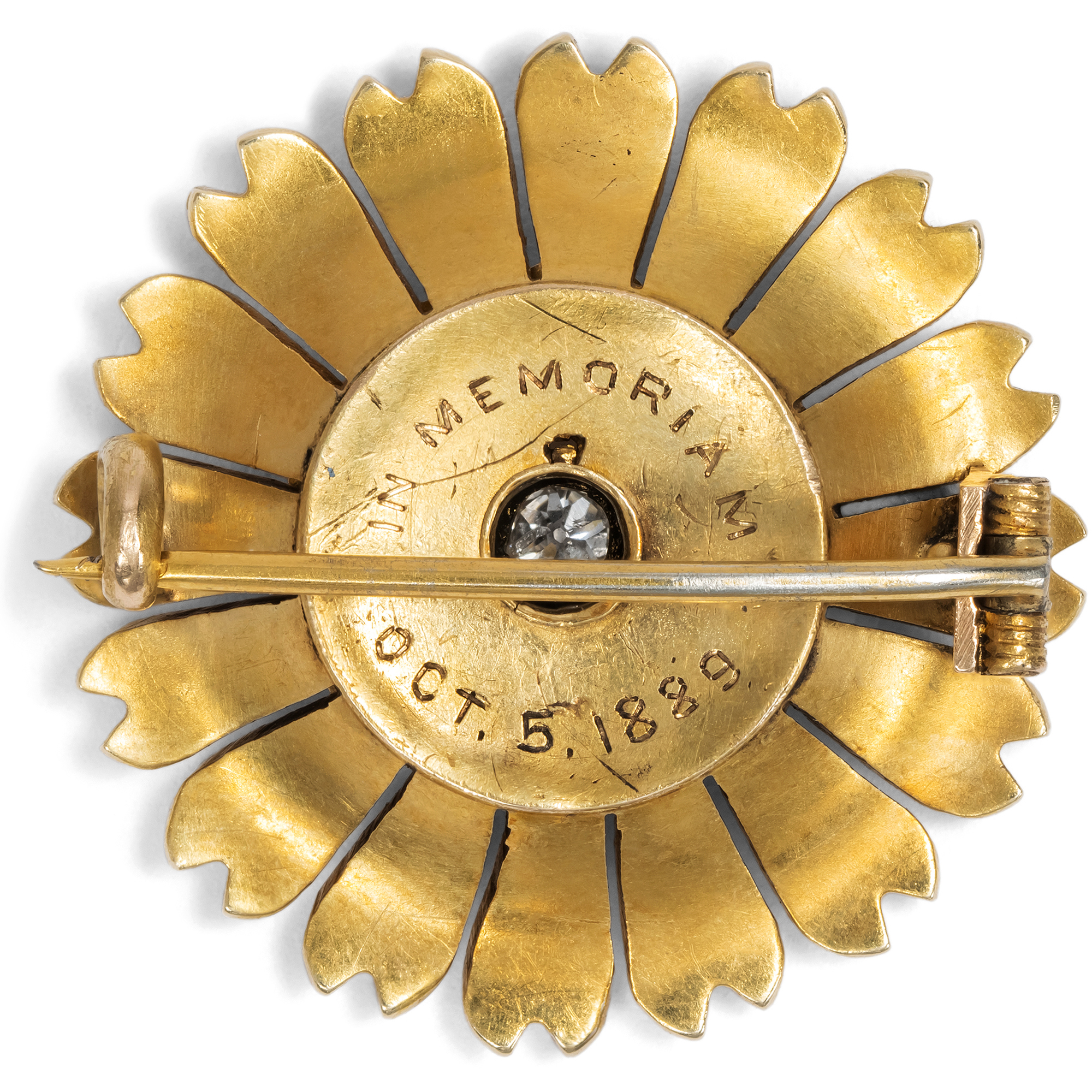 Antike Brosche aus Gold, Perlen & Diamant, England, datiert 1889 Antike Brosche aus Gold, Perlen & Diamant, England, datiert 1889