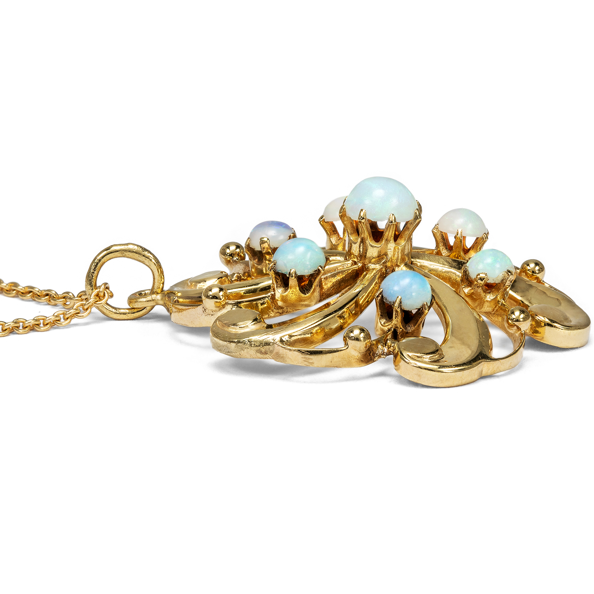 Zarter Anhänger aus Gold & Opalen, Großbritannien um 1910 Zarter Anhänger aus Gold & Opalen, Großbritannien um 1910