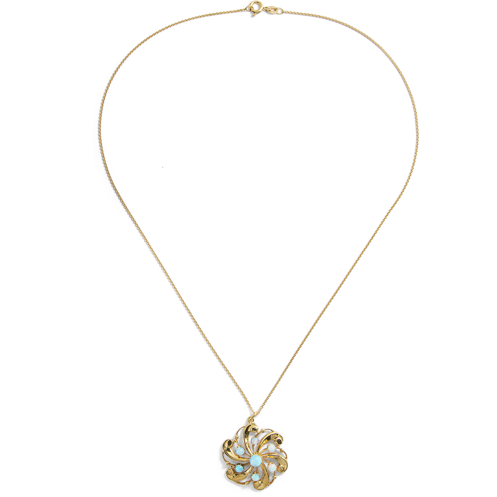 Zarter Anhänger aus Gold & Opalen, Großbritannien um 1910 Zarter Anhänger aus Gold & Opalen, Großbritannien um 1910