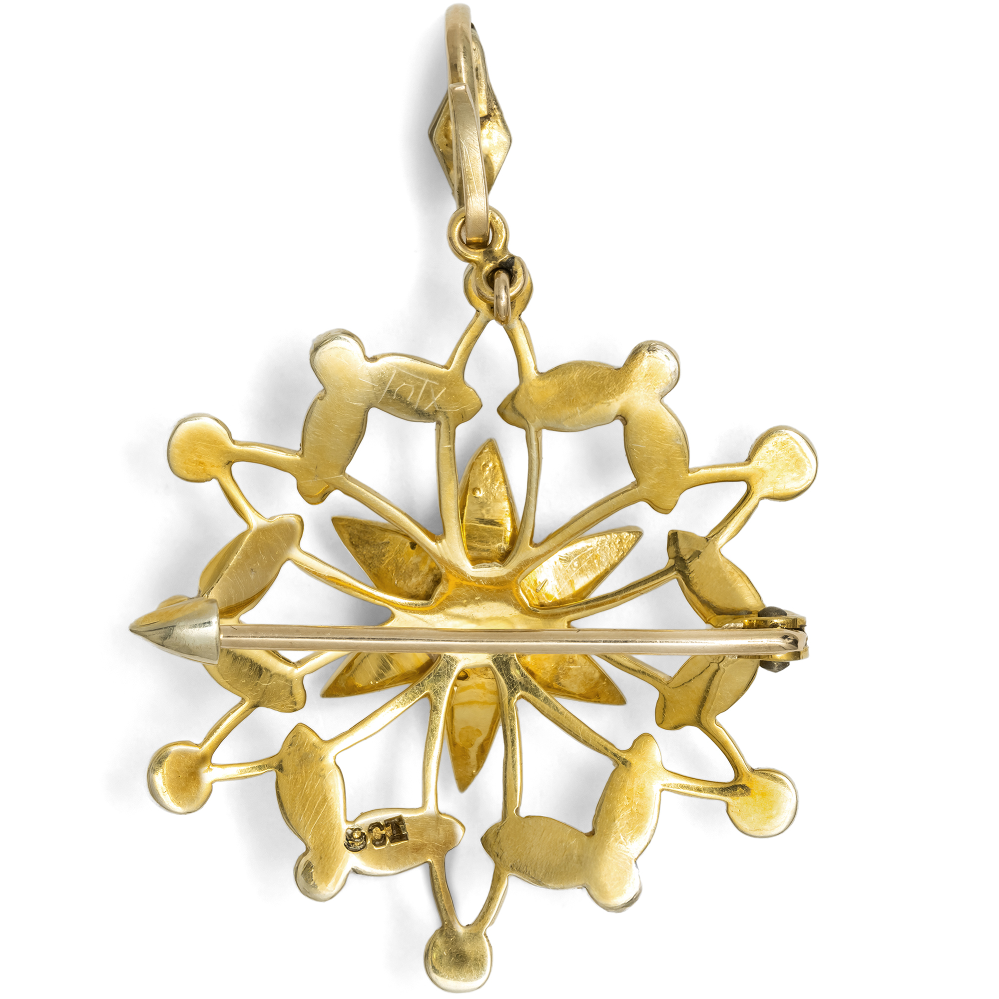 Antike Anhänger-Brosche mit Türkisen & Perlen, Großbritannien um 1900 Antike Anhänger-Brosche mit Türkisen & Perlen, Großbritannien um 1900