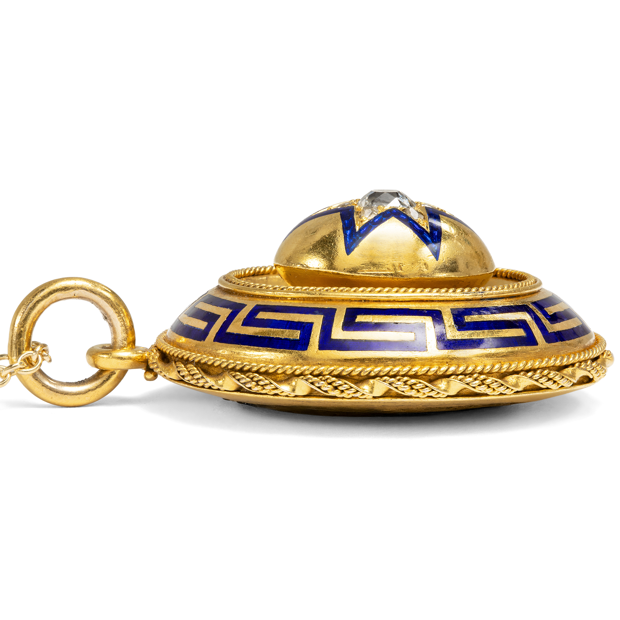 Antiker Anhänger mit Diamanten in Gold & Medaillonfach, um 1870 Antiker Anhänger mit Diamanten in Gold & Medaillonfach, um 1870